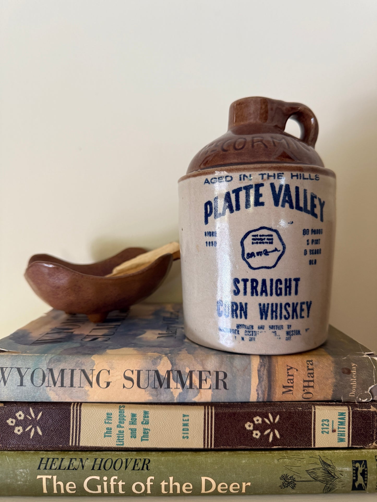 Vintage Platte Valley Whiskey Ceramic Jug