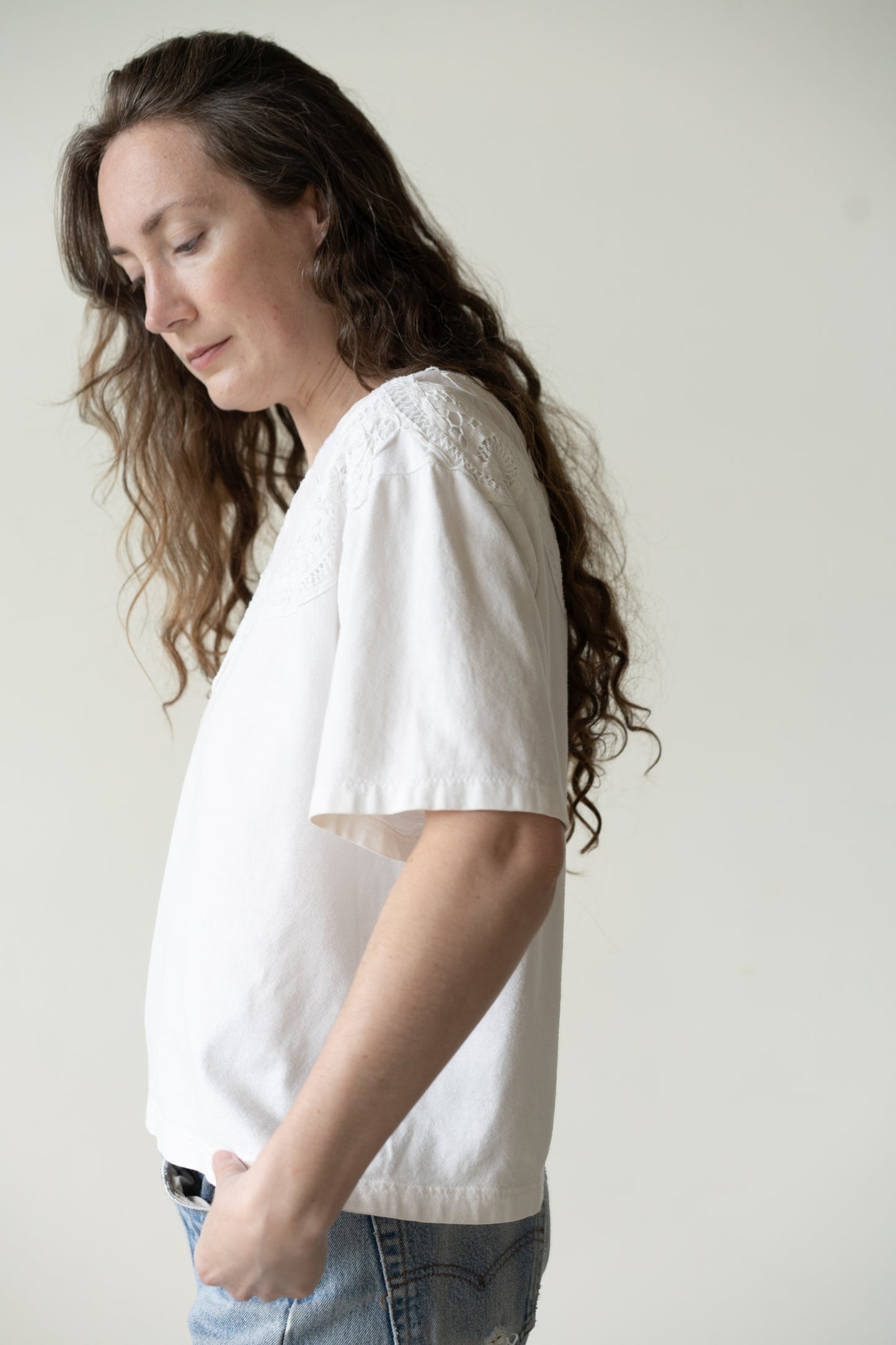 Embroidered Lace Yoke Tee