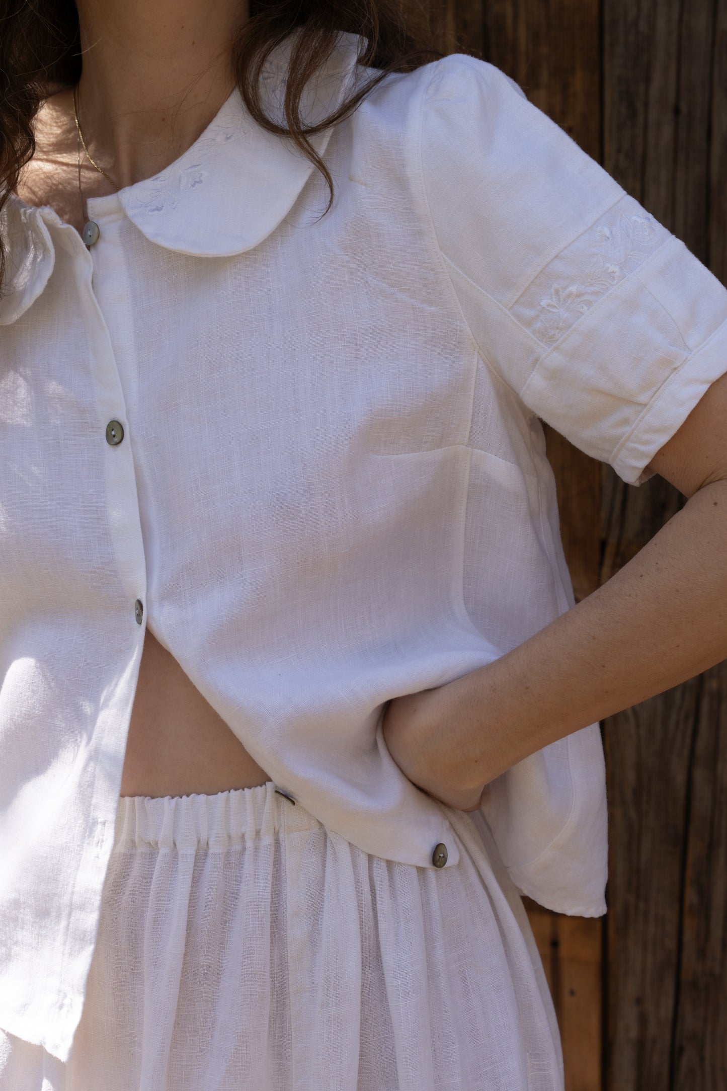 Petal Collar Linen Top