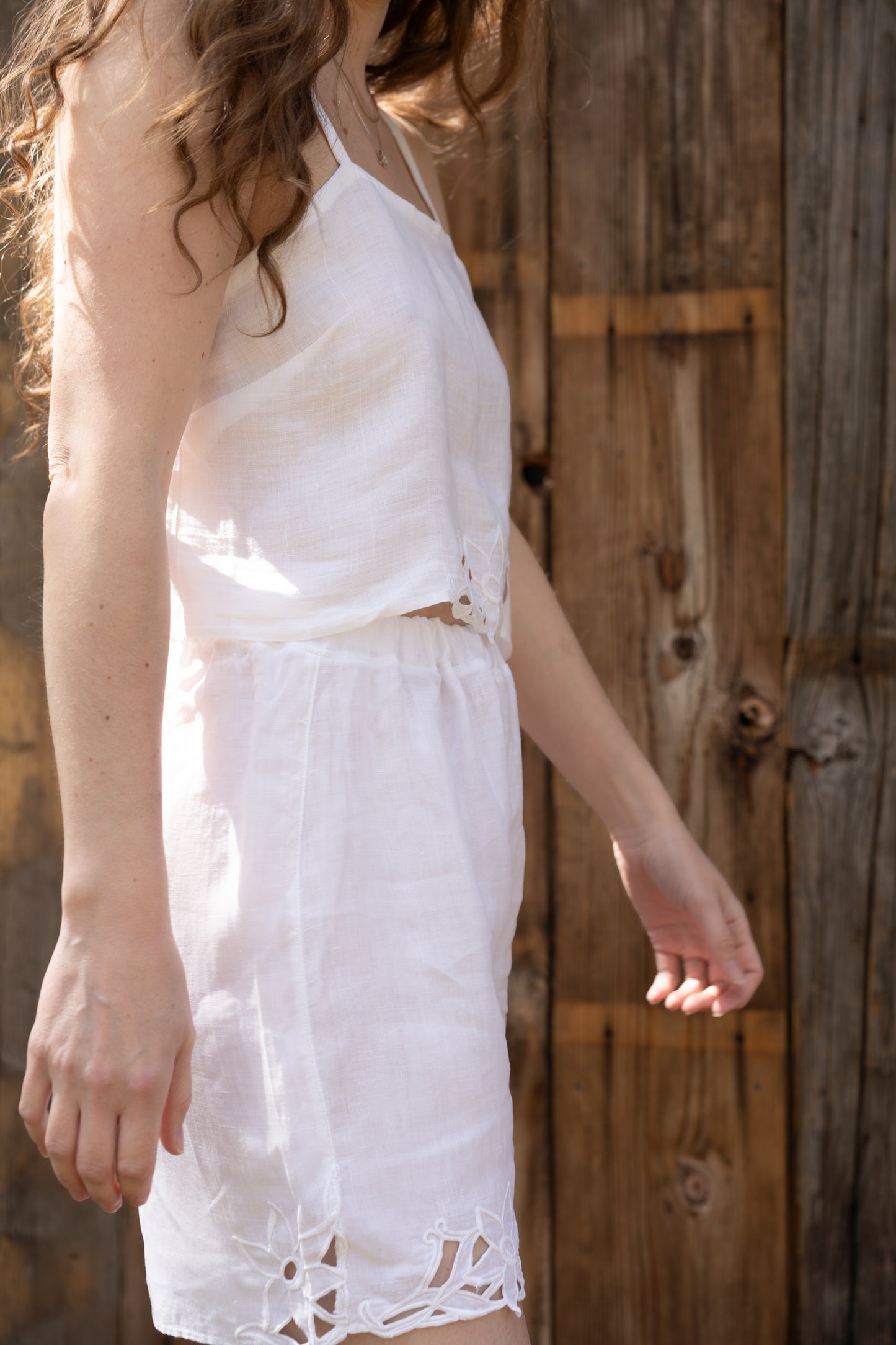 Cutwork Linen Camisole Set