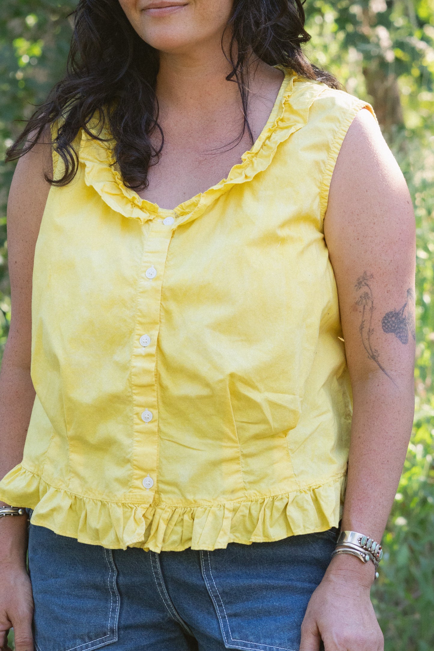 Botanically Dyed Cotton Ruffle Tank
