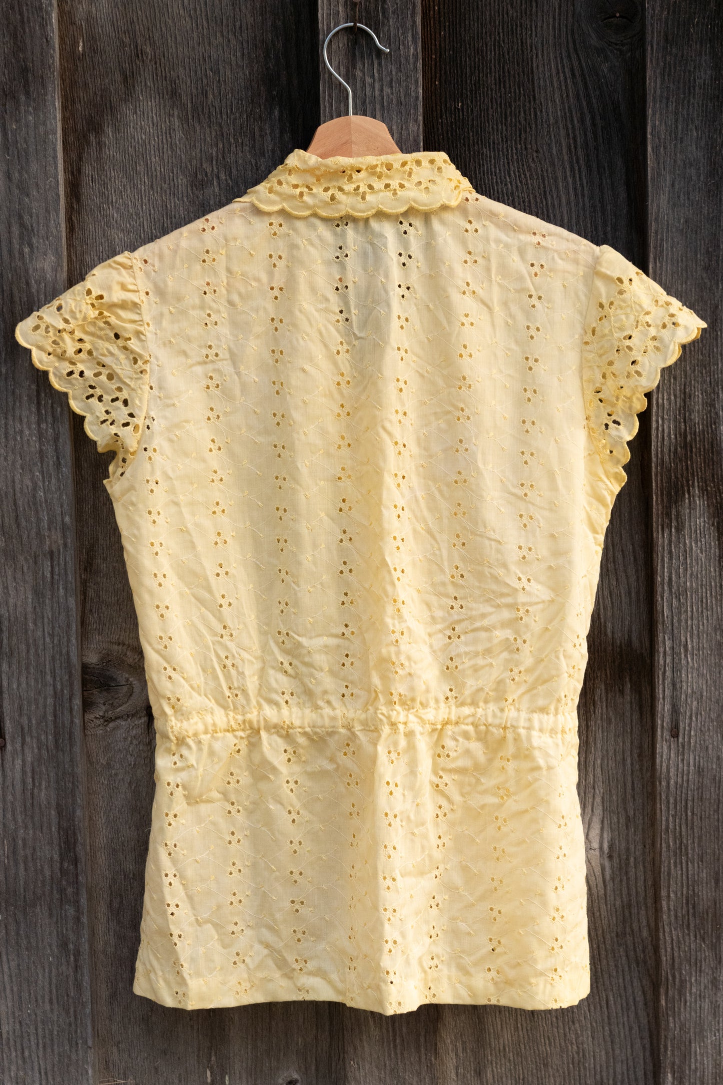 Botanically Dyed Vintage Eyelet Drawstring Blouse