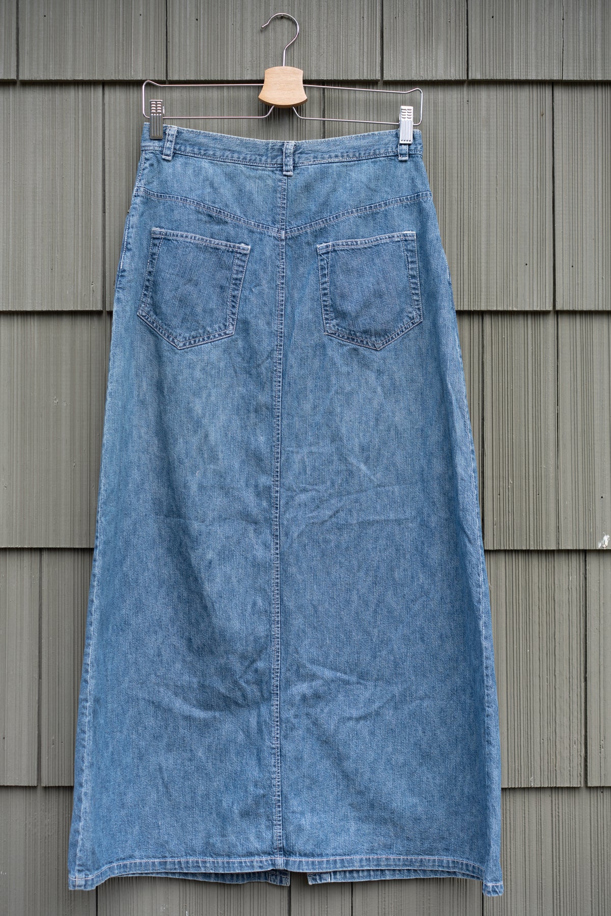 Calvin Klein Button Front Denim Maxi Skirt