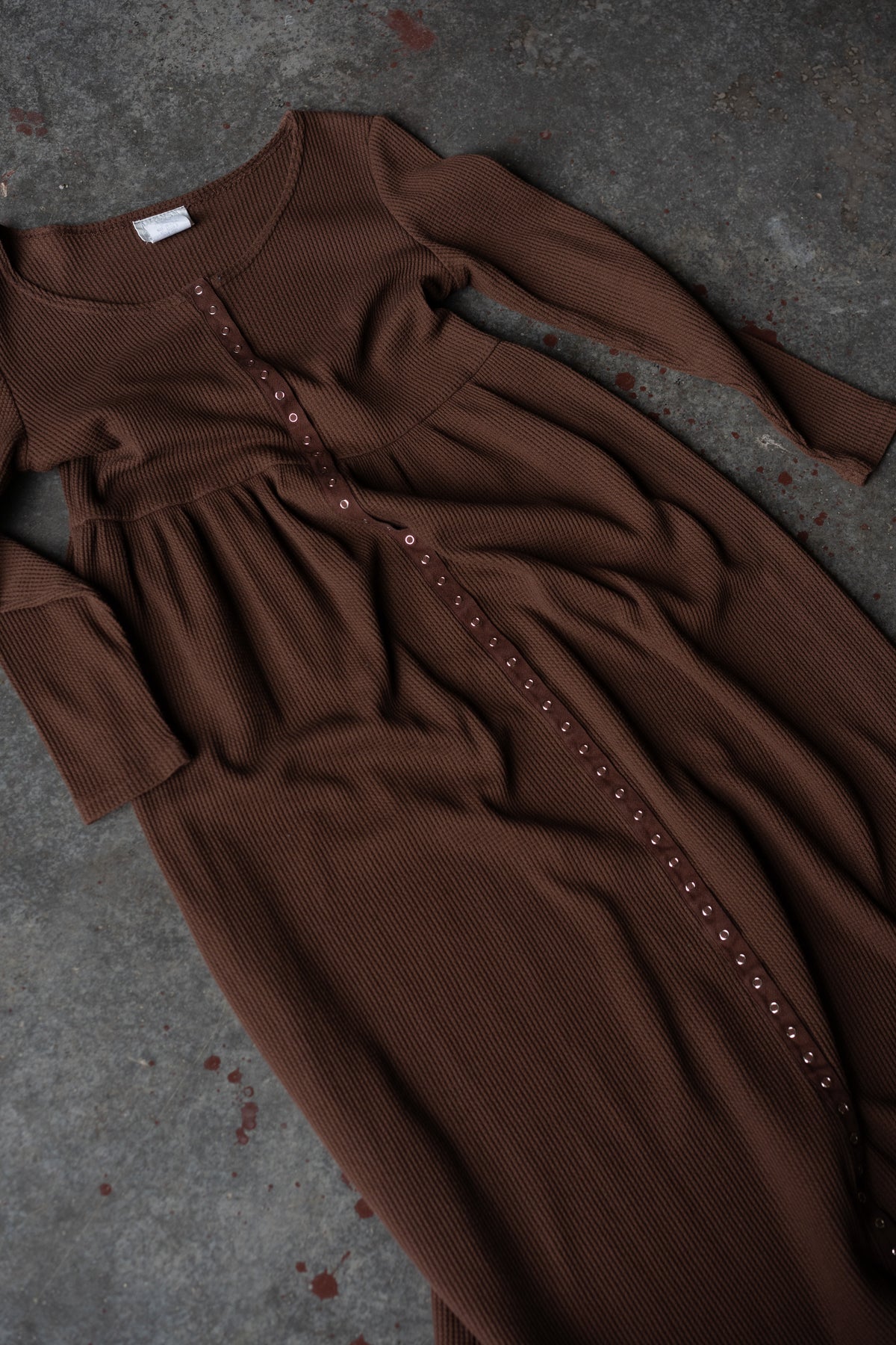 Snap-Front Waffle Knit Maxi Dress