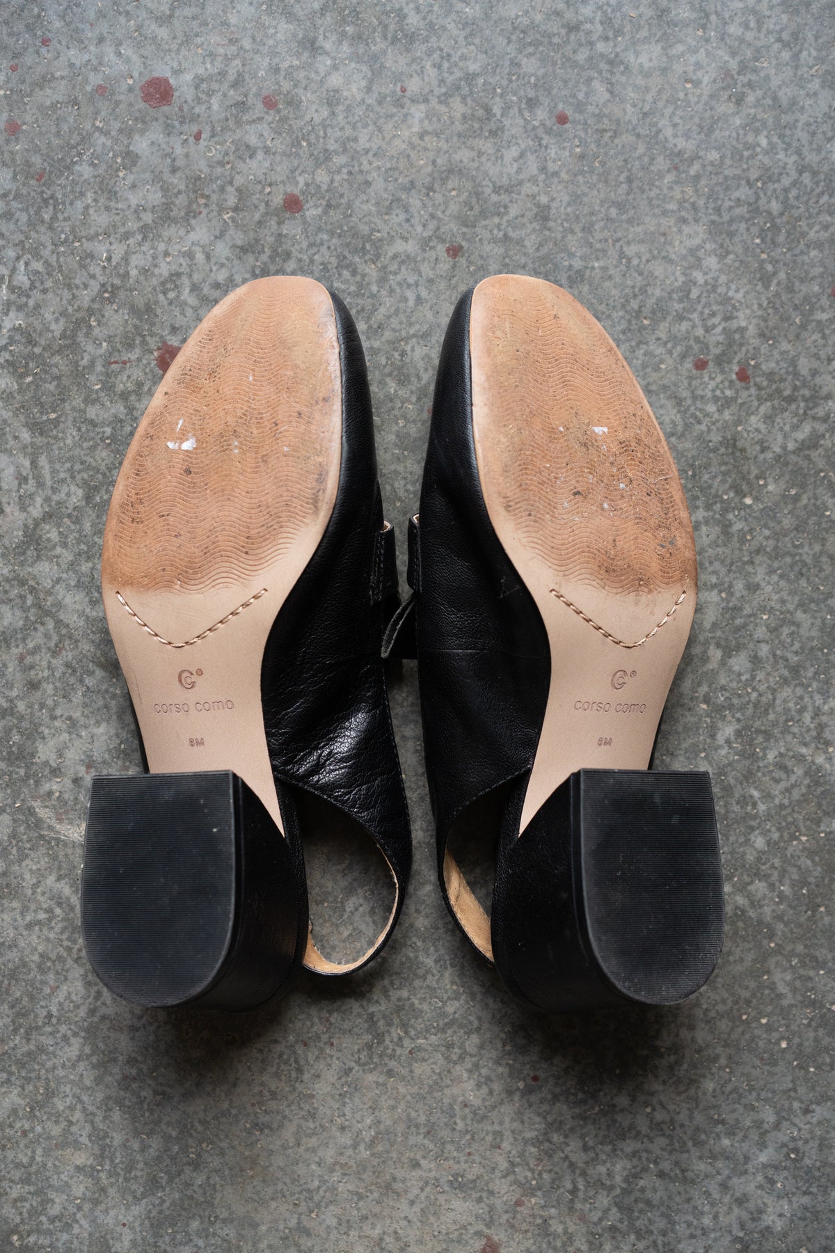 Corso Como Black Leather Slingback Loafers