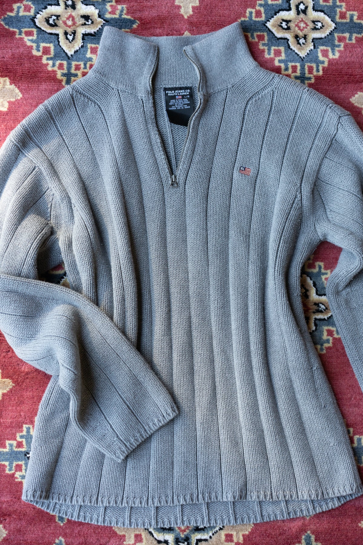 Polo Jeans RL Cotton Ribbed Quarter Zip Sweater