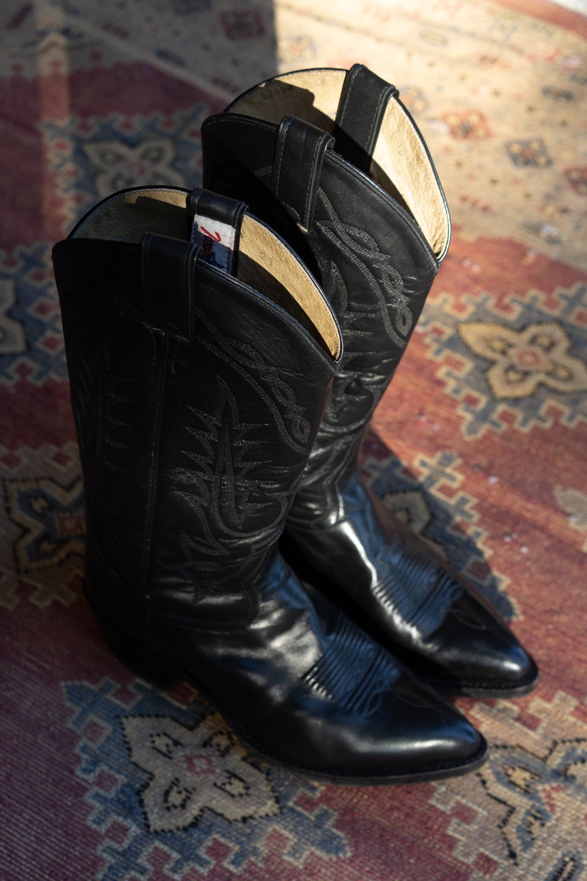Tony Lama Black Leather Western Cowboy Boots