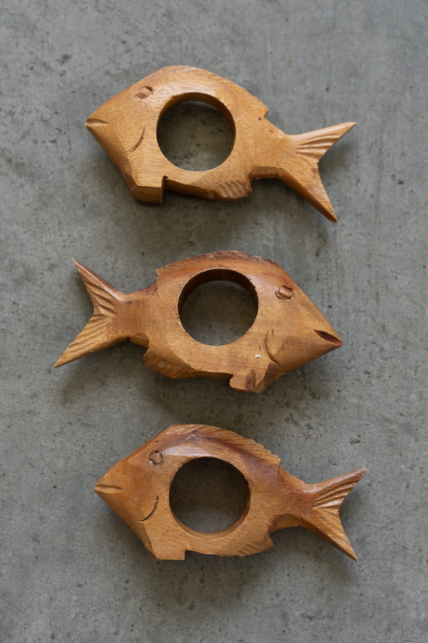 Hand-Carved Wooden Fish Napkin Rings