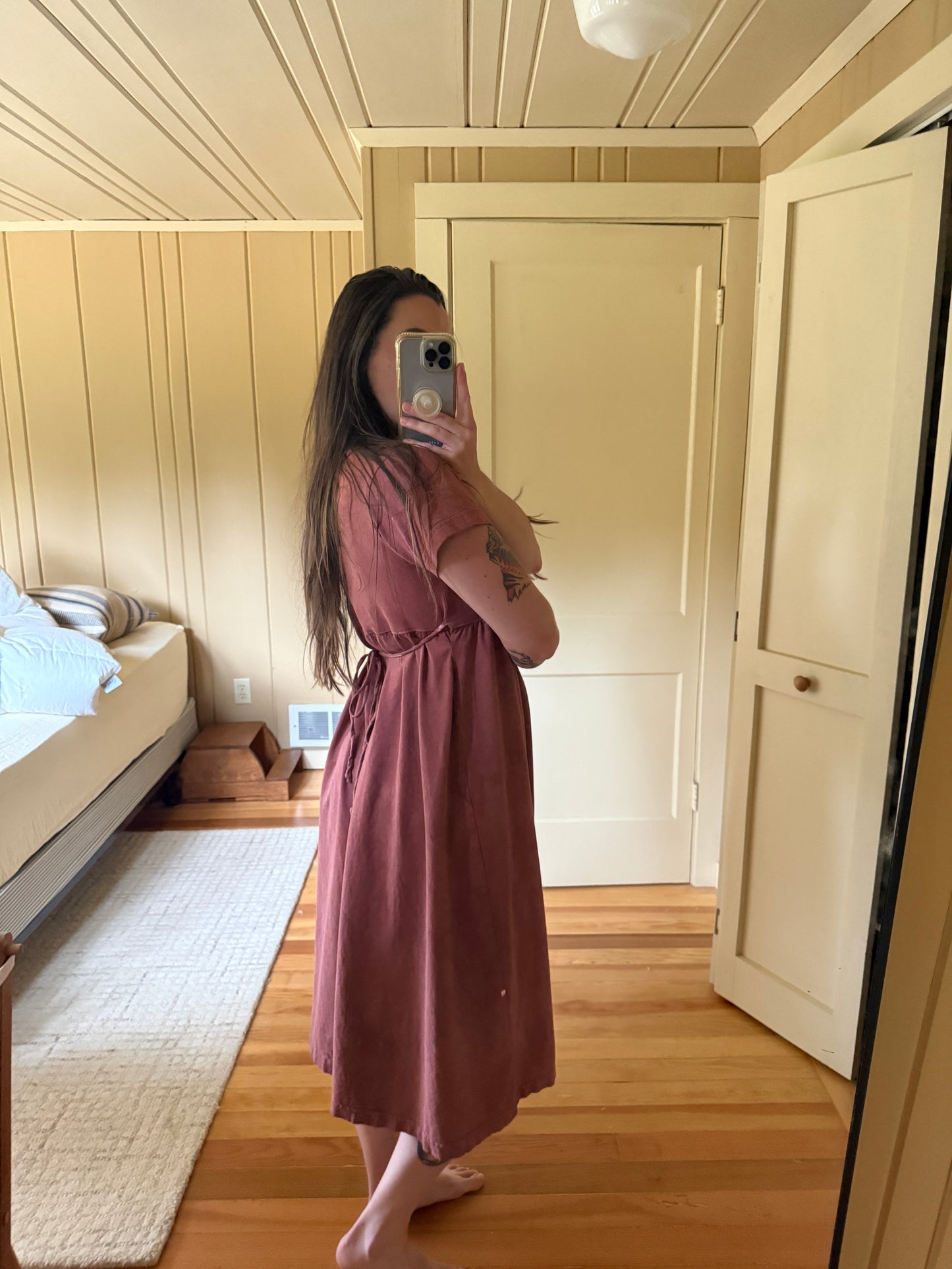 Hand-Dyed Cotton Tie-Back Dress