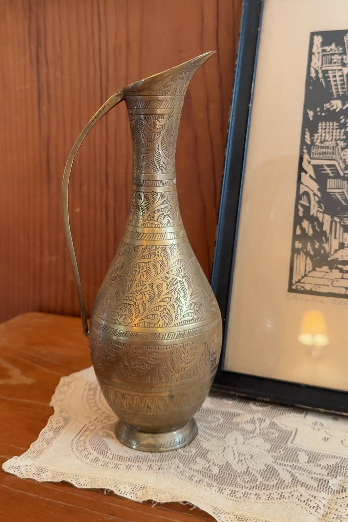 Etched Brass Pitcher