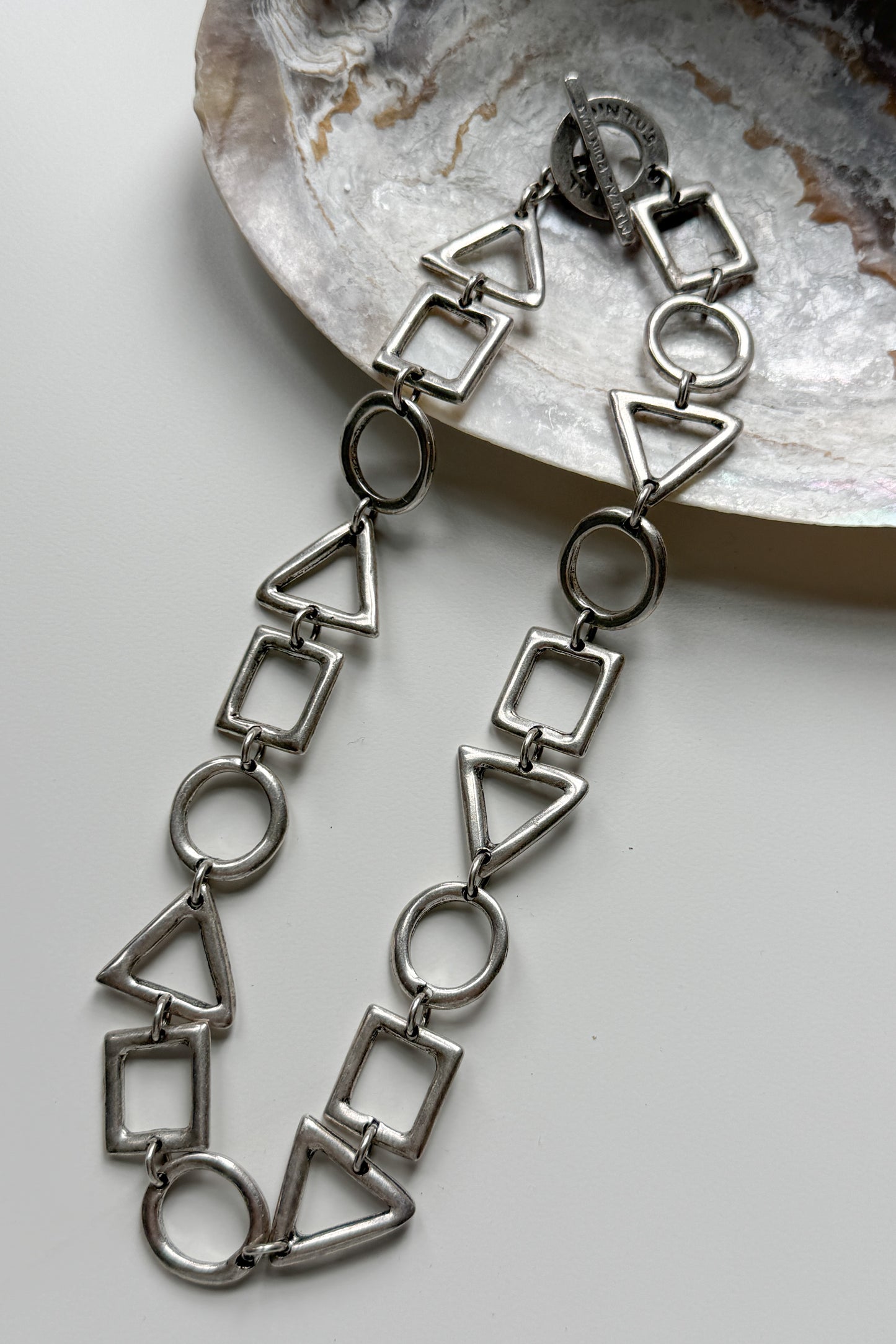 Signed Métal Pointu Modernist Geometric Necklace