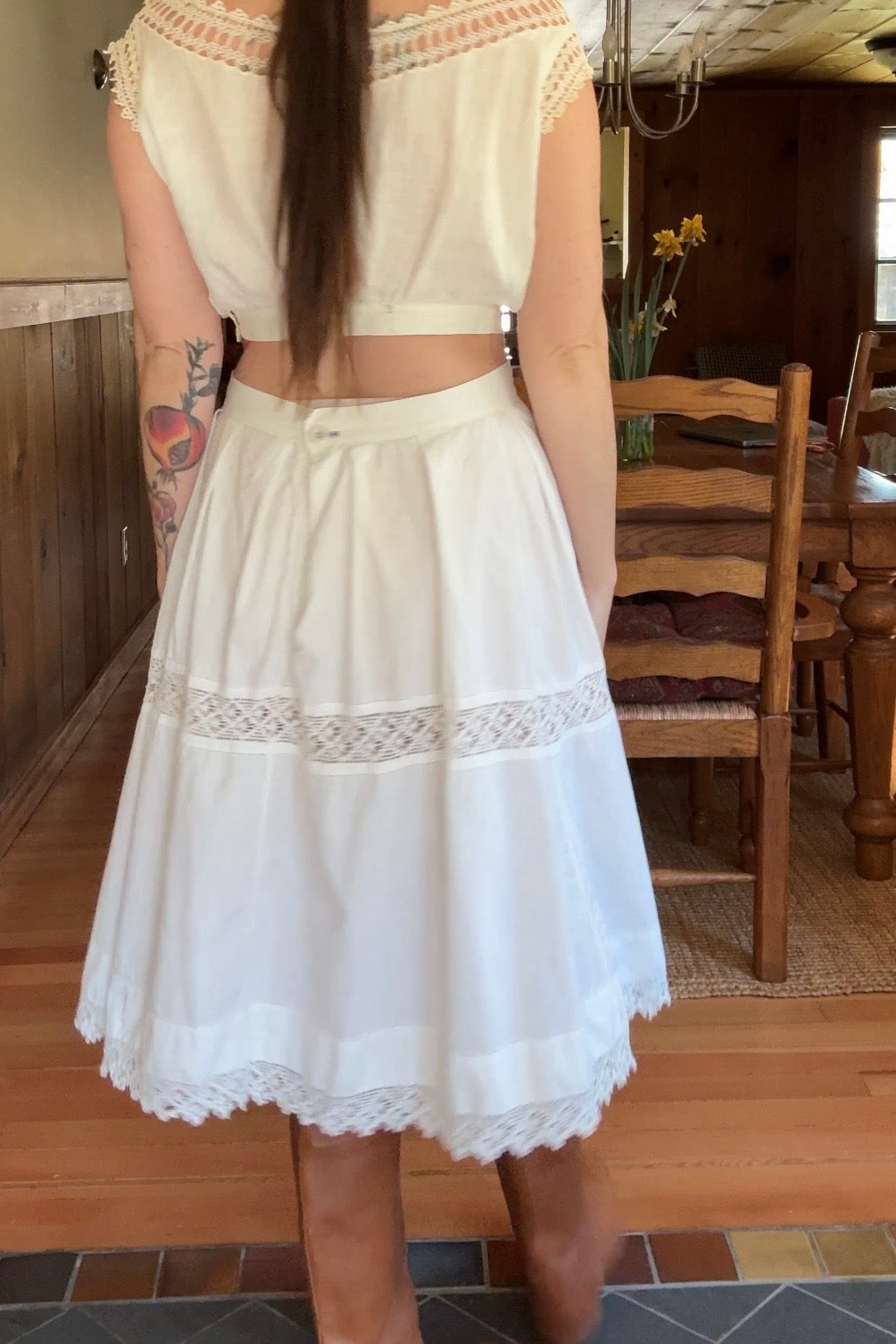 Cotton Lace Trim Skirt