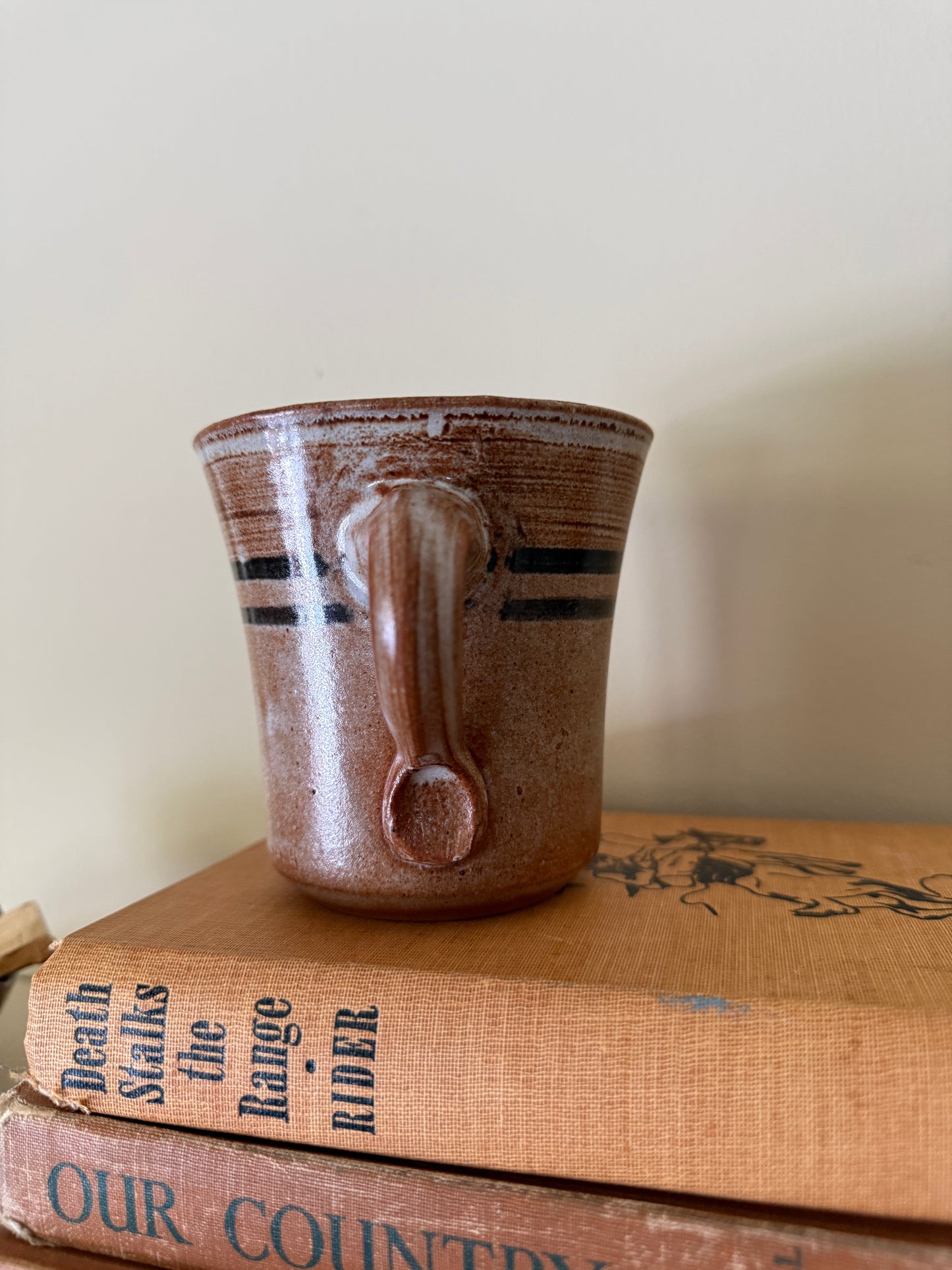 Studio Pottery Mug with Teddy Bear Detail