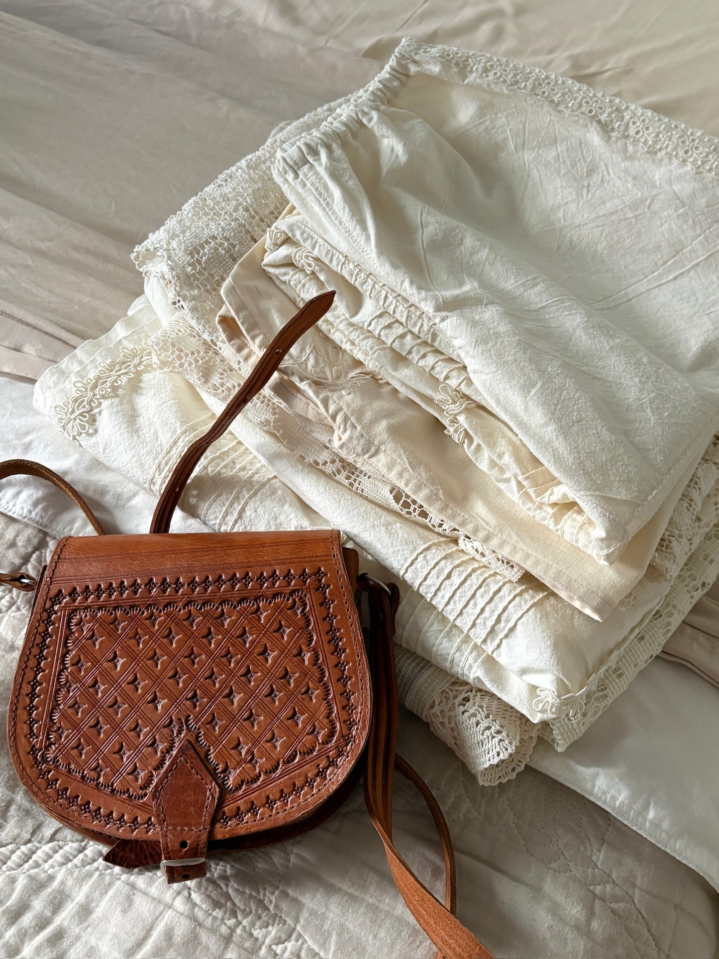 Tooled Leather Crossbody Bag