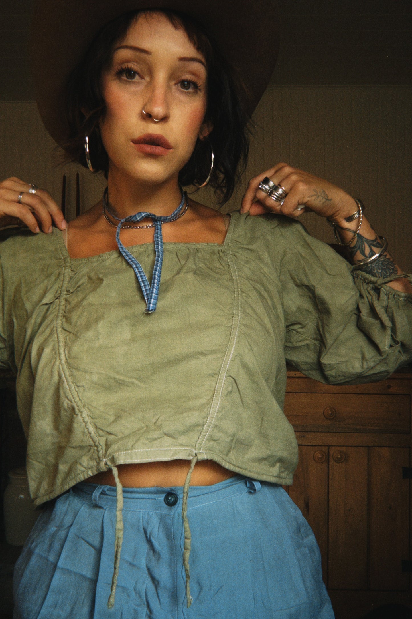 Botanically Dyed Cotton Corset Blouse