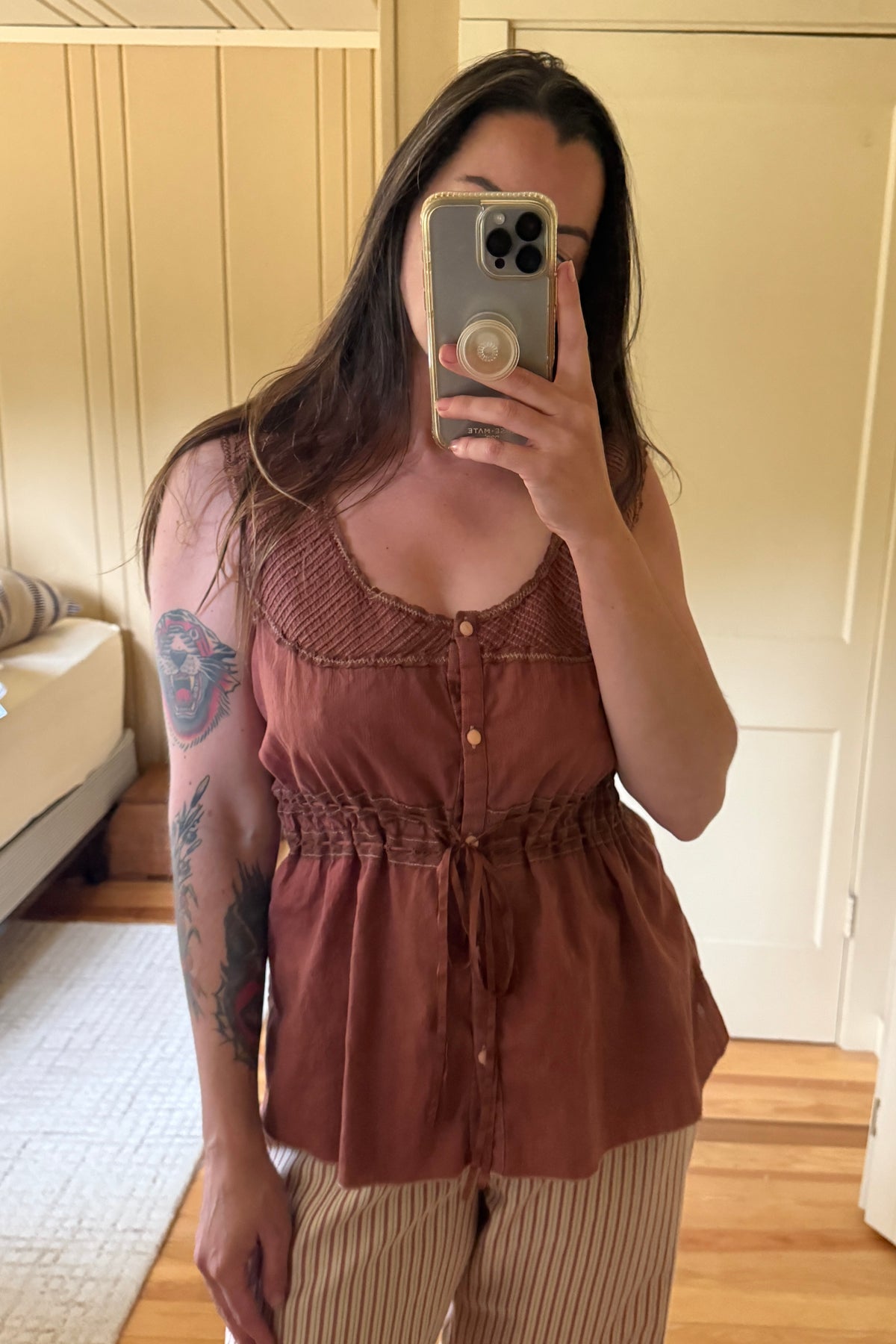 Hand-Dyed Vintage Cotton Pintuck Tank