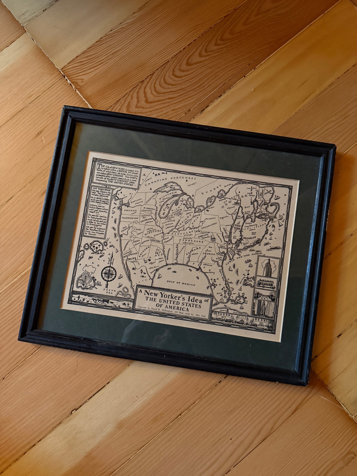 “A New Yorker’s Idea of the United States of America” Framed Print