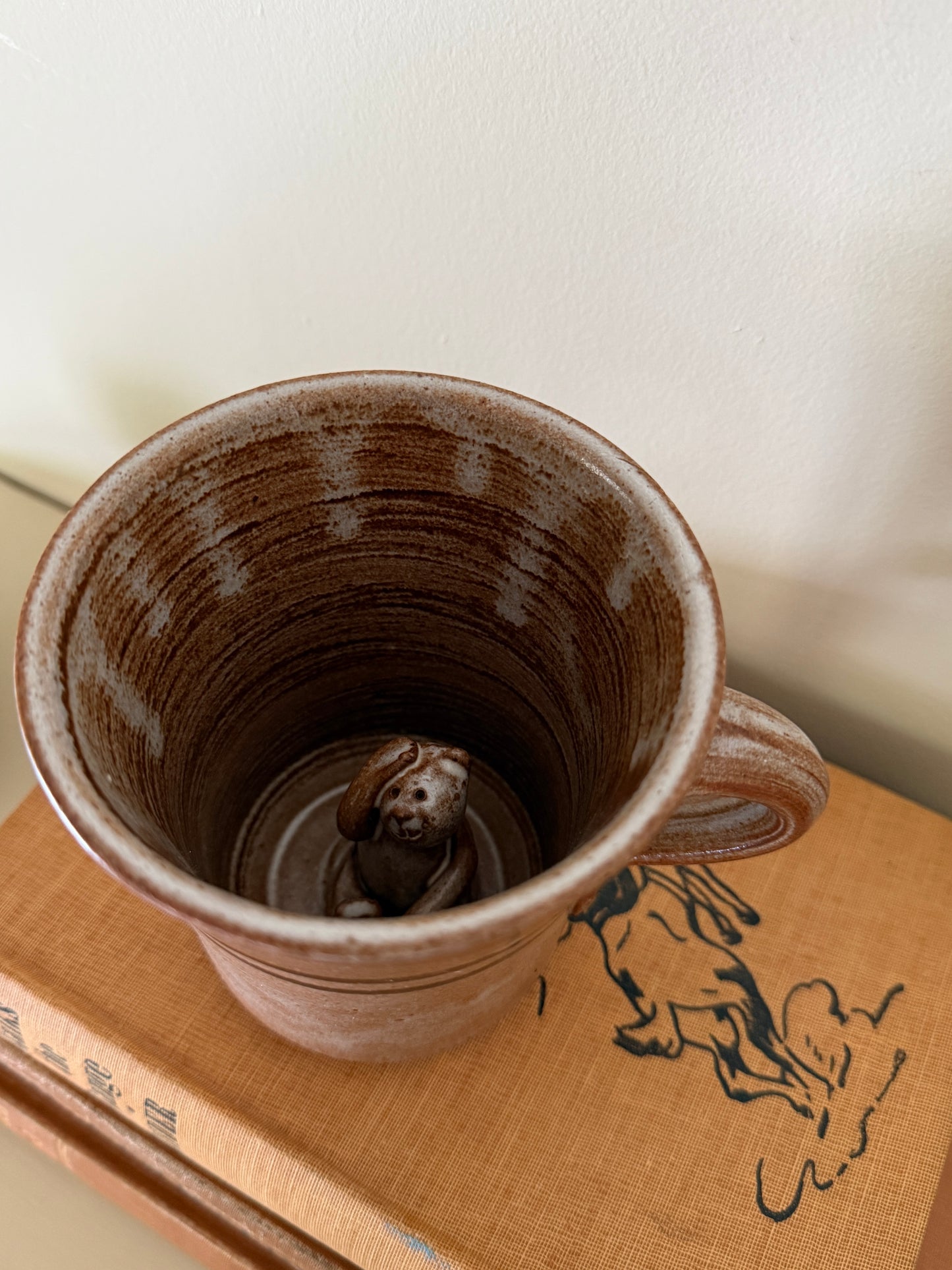 Studio Pottery Mug with Teddy Bear Detail