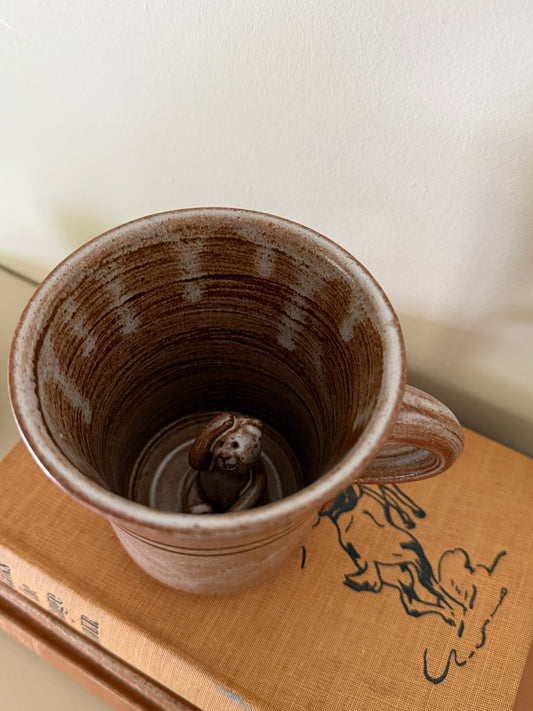 Studio Pottery Mug with Teddy Bear Detail