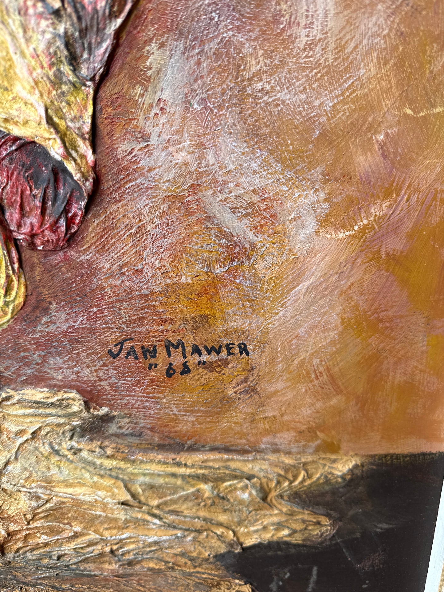 Original Signed Mixed Media Floral Painting – 1968