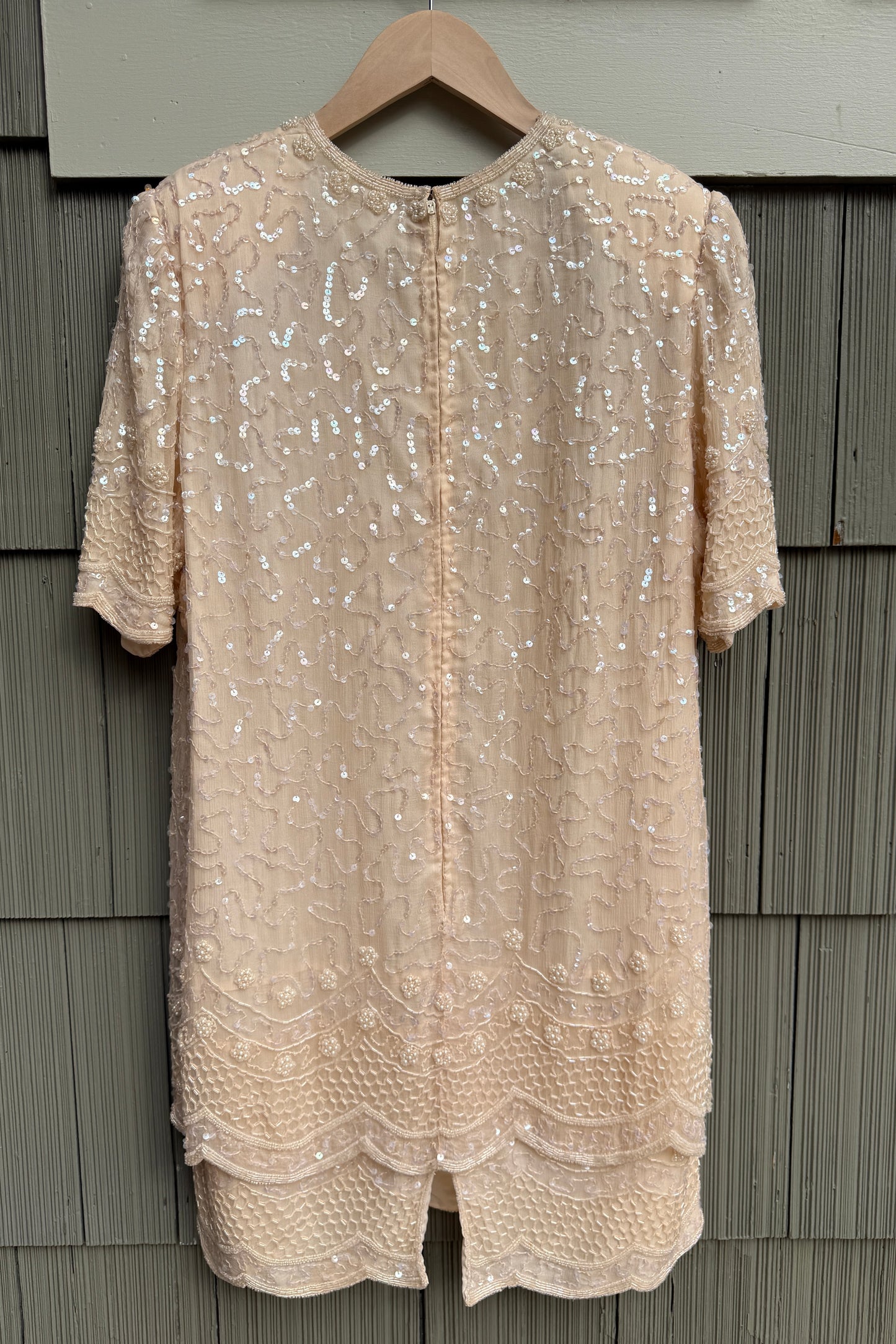 1980's Silk Sequin Beaded Dress