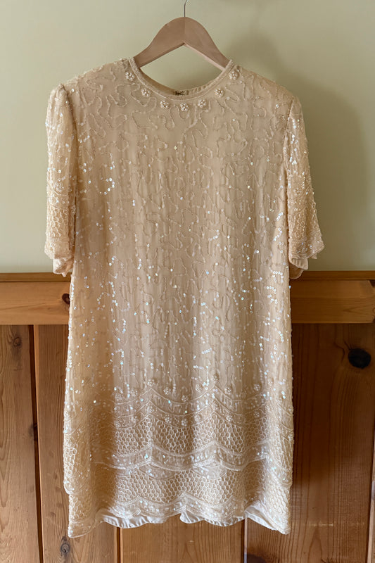 1980's Silk Sequin Beaded Dress