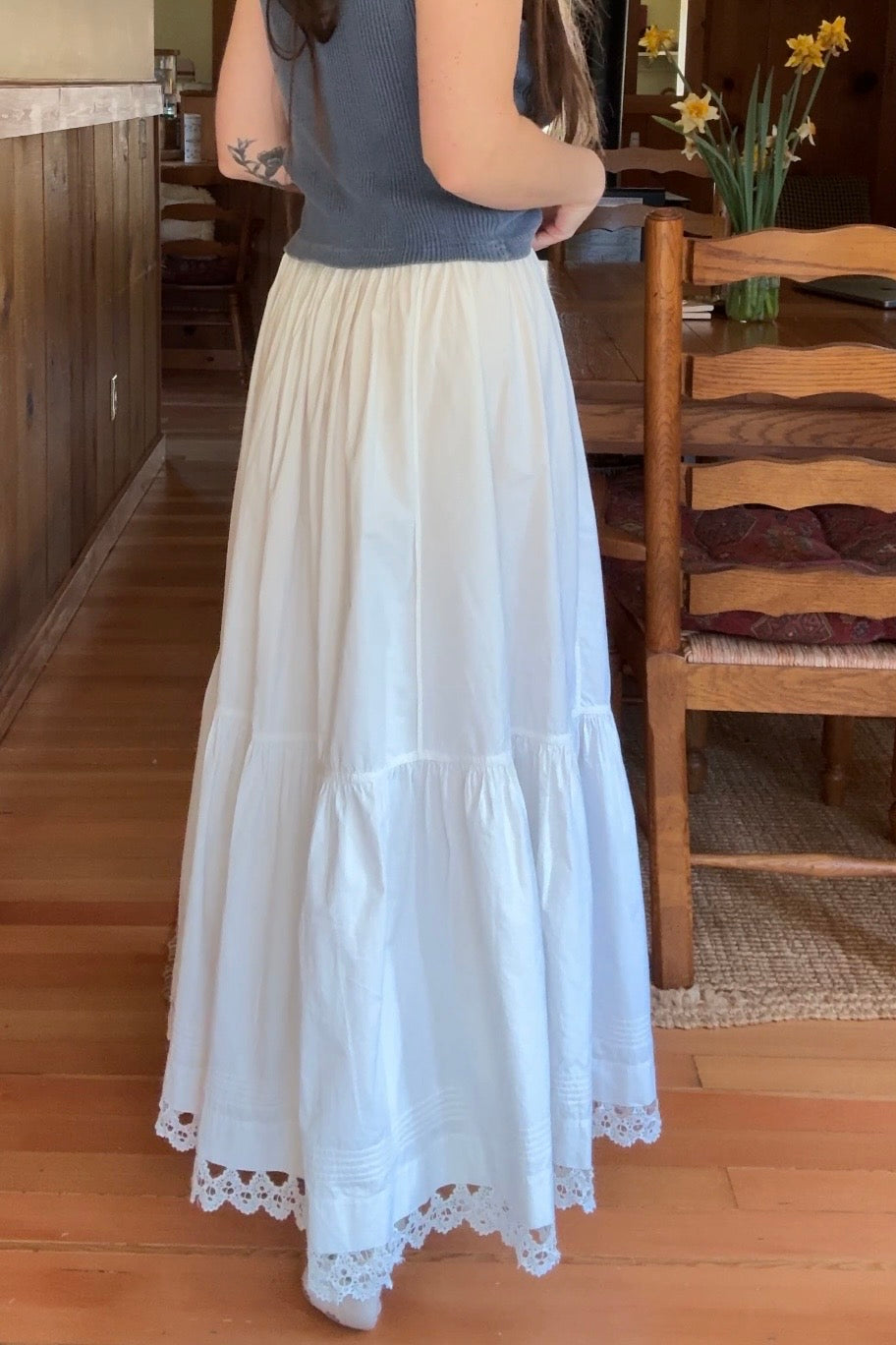 Cotton Lace Hem Skirt