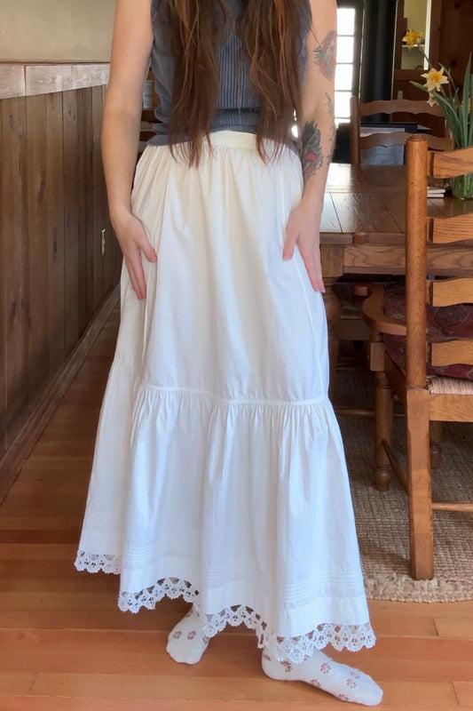 Cotton Lace Hem Skirt