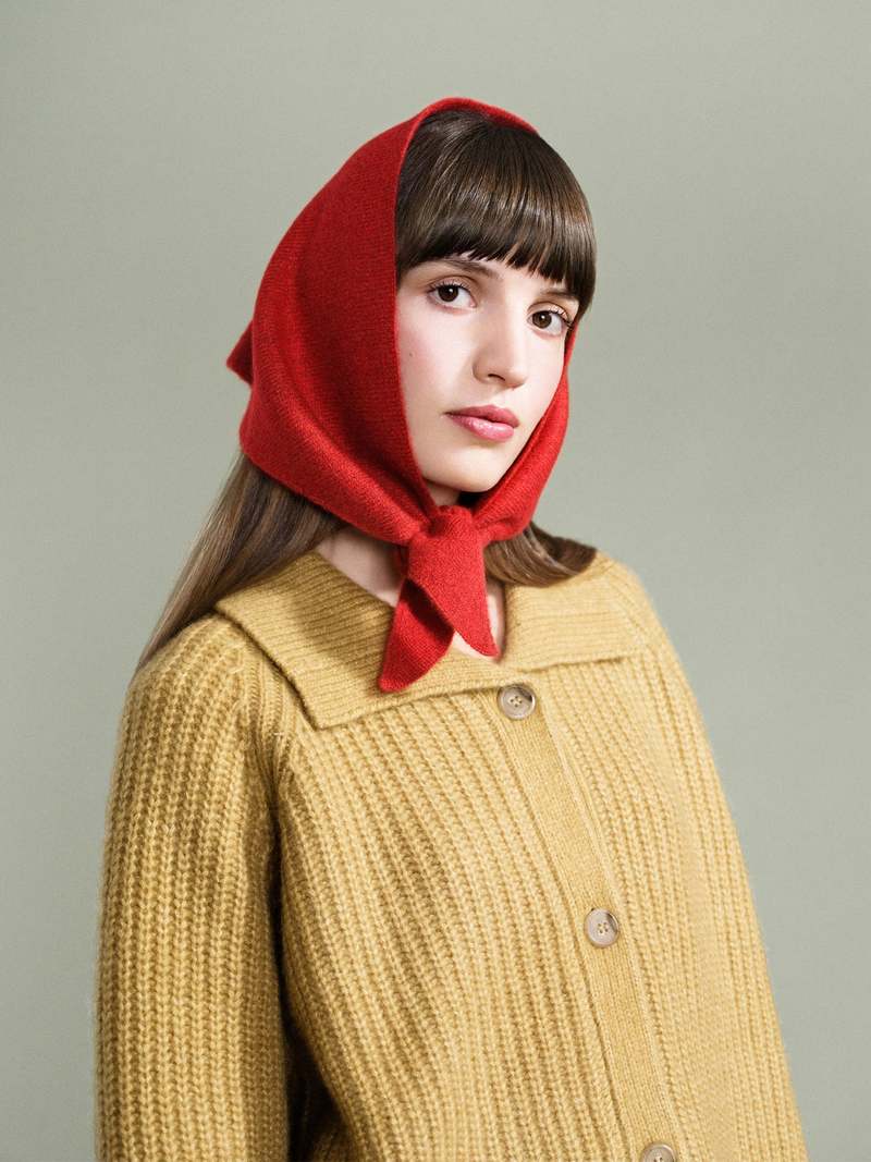 Hansel from Basel Red Cashmere Silk Triangle Scarf