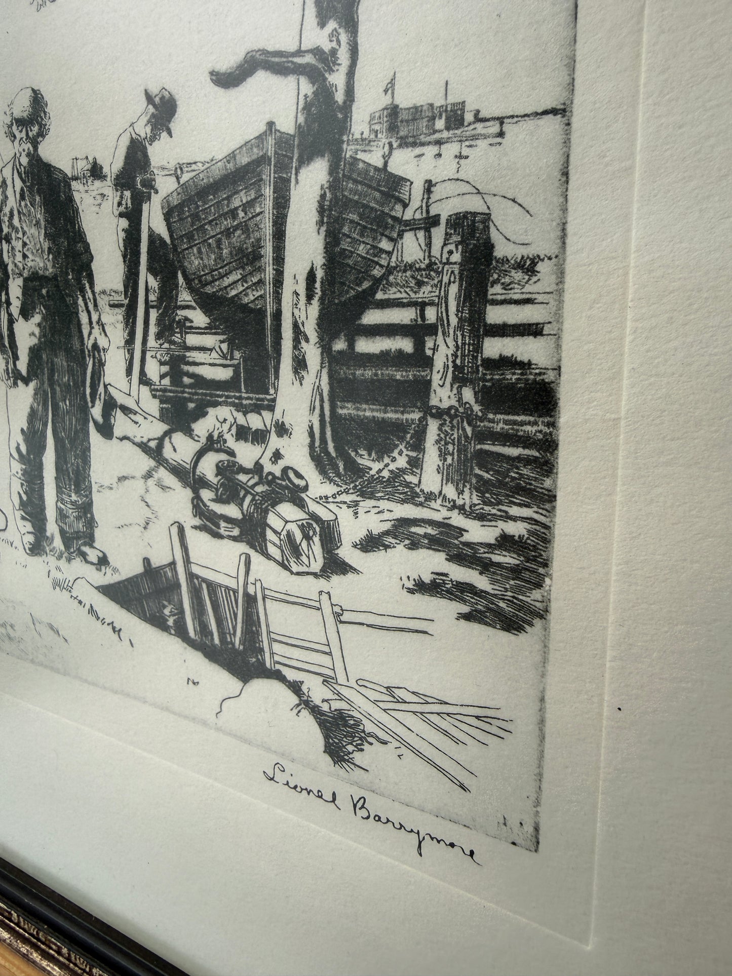 Framed Vintage Etching – “Point Mugu” by Lionel Barrymore