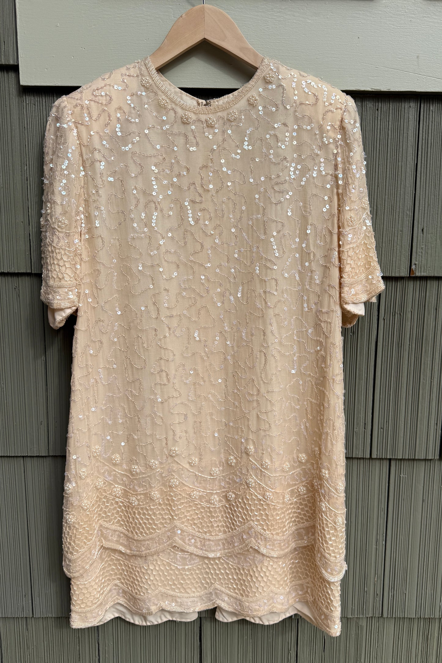 1980's Silk Sequin Beaded Dress