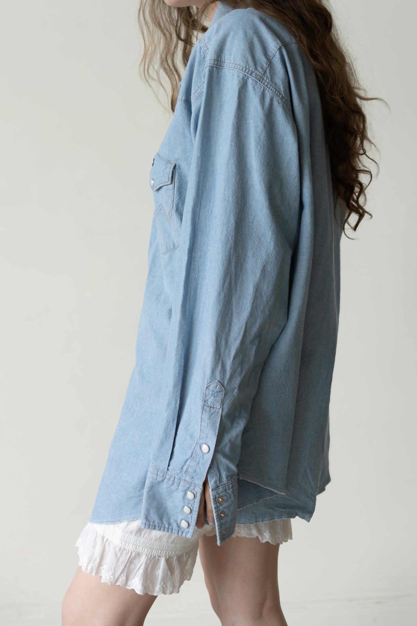 Wrangler Pearl Snap Chambray Western Shirt