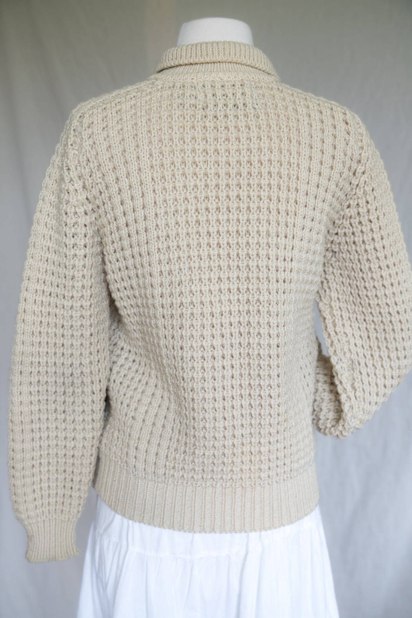 Wool Cableknit Zip-up Sweater