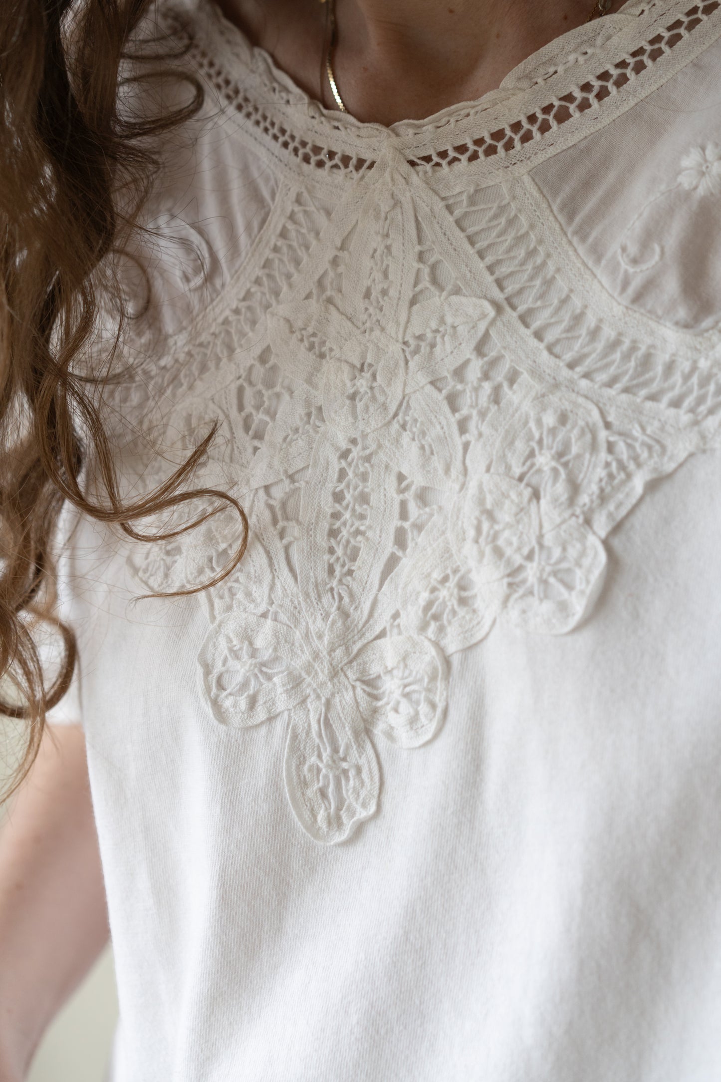 Embroidered Lace Yoke Tee