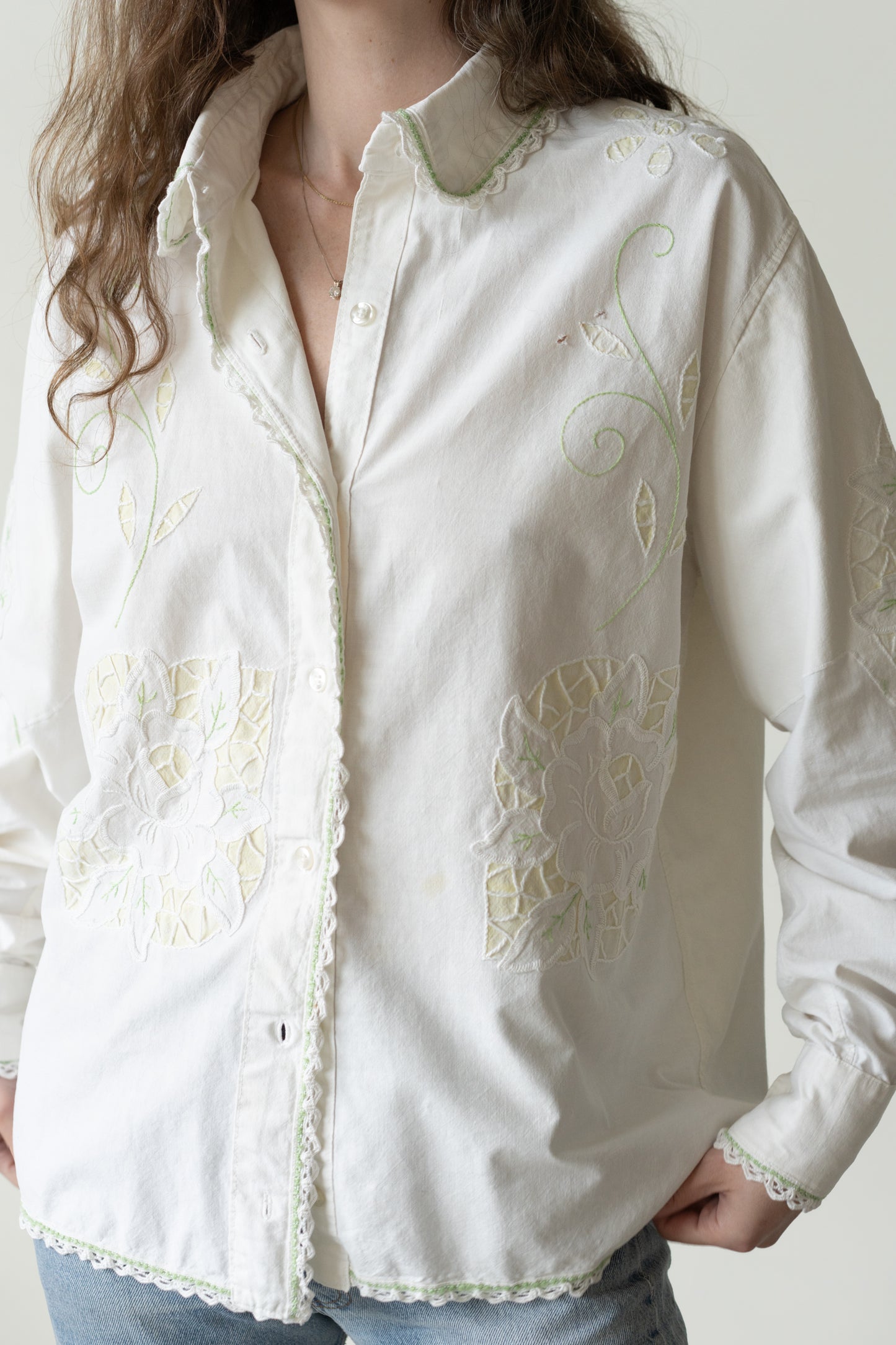 1970s Appliqué Cotton Blouse