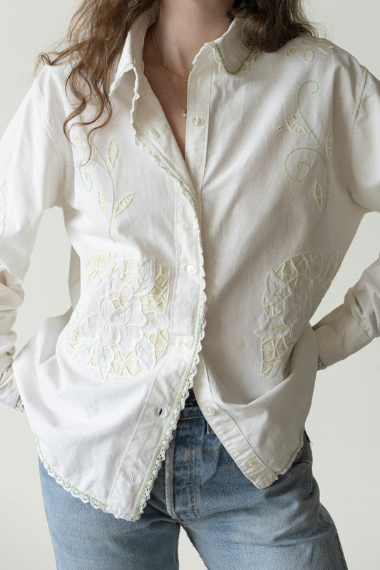 1970s Appliqué Cotton Blouse