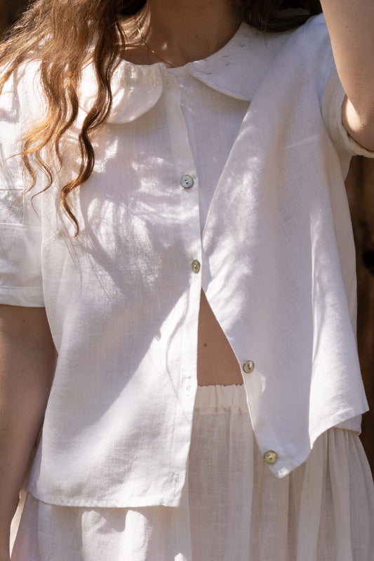 Petal Collar Linen Top