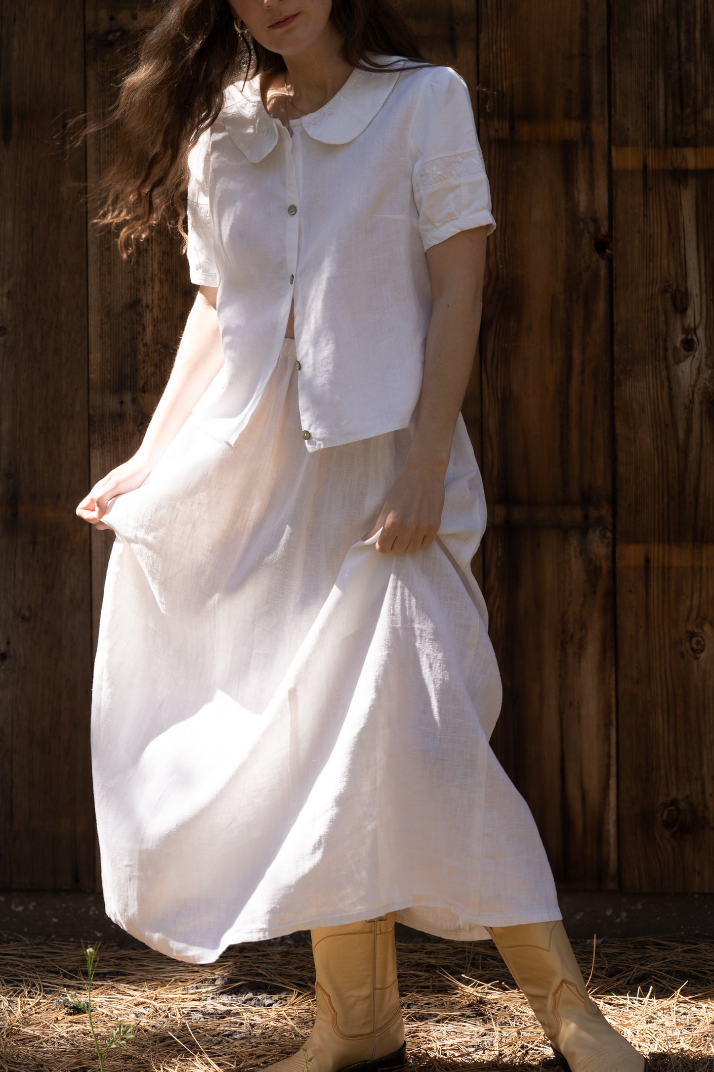 Petal Collar Linen Top
