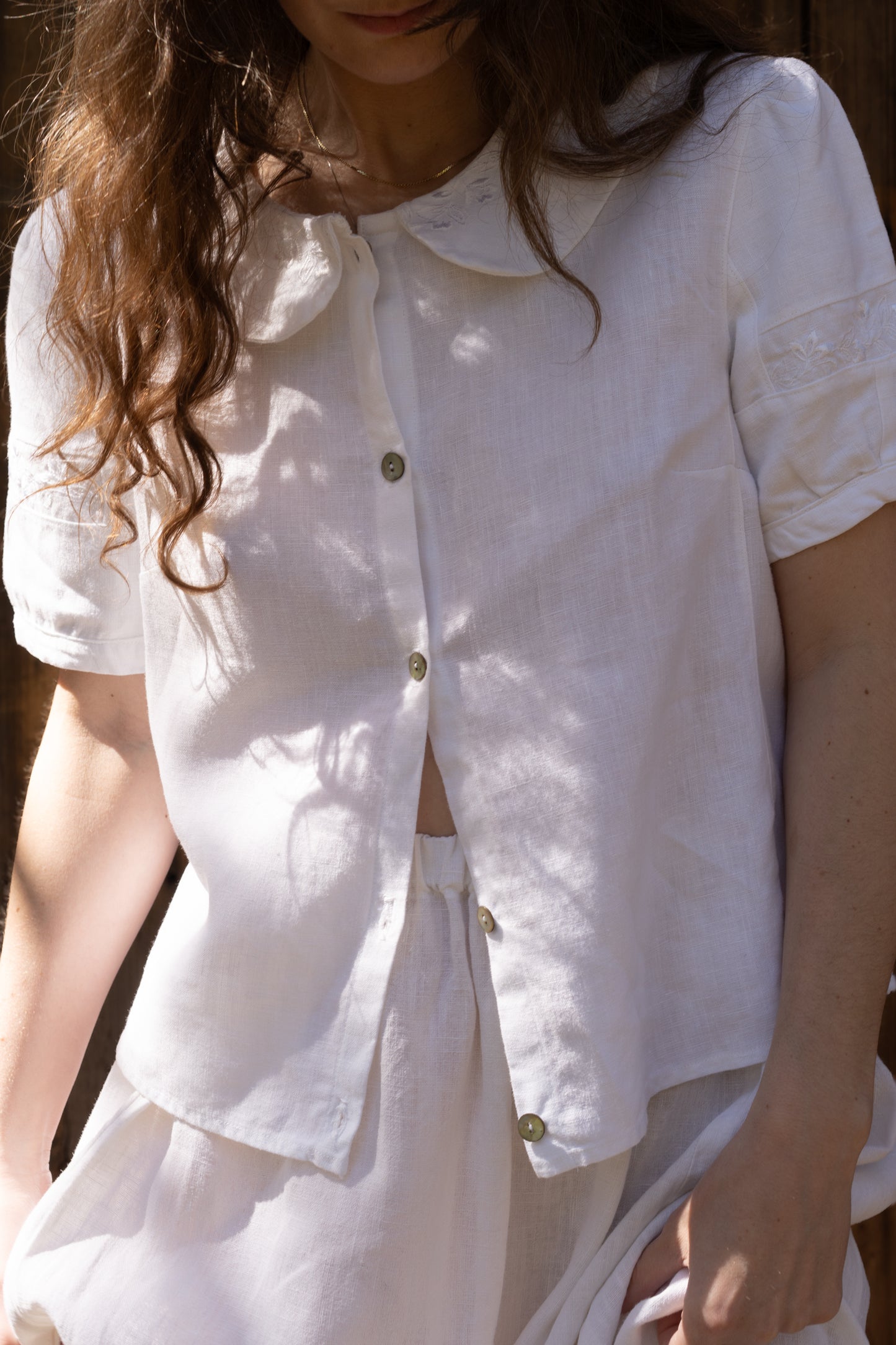 Petal Collar Linen Top