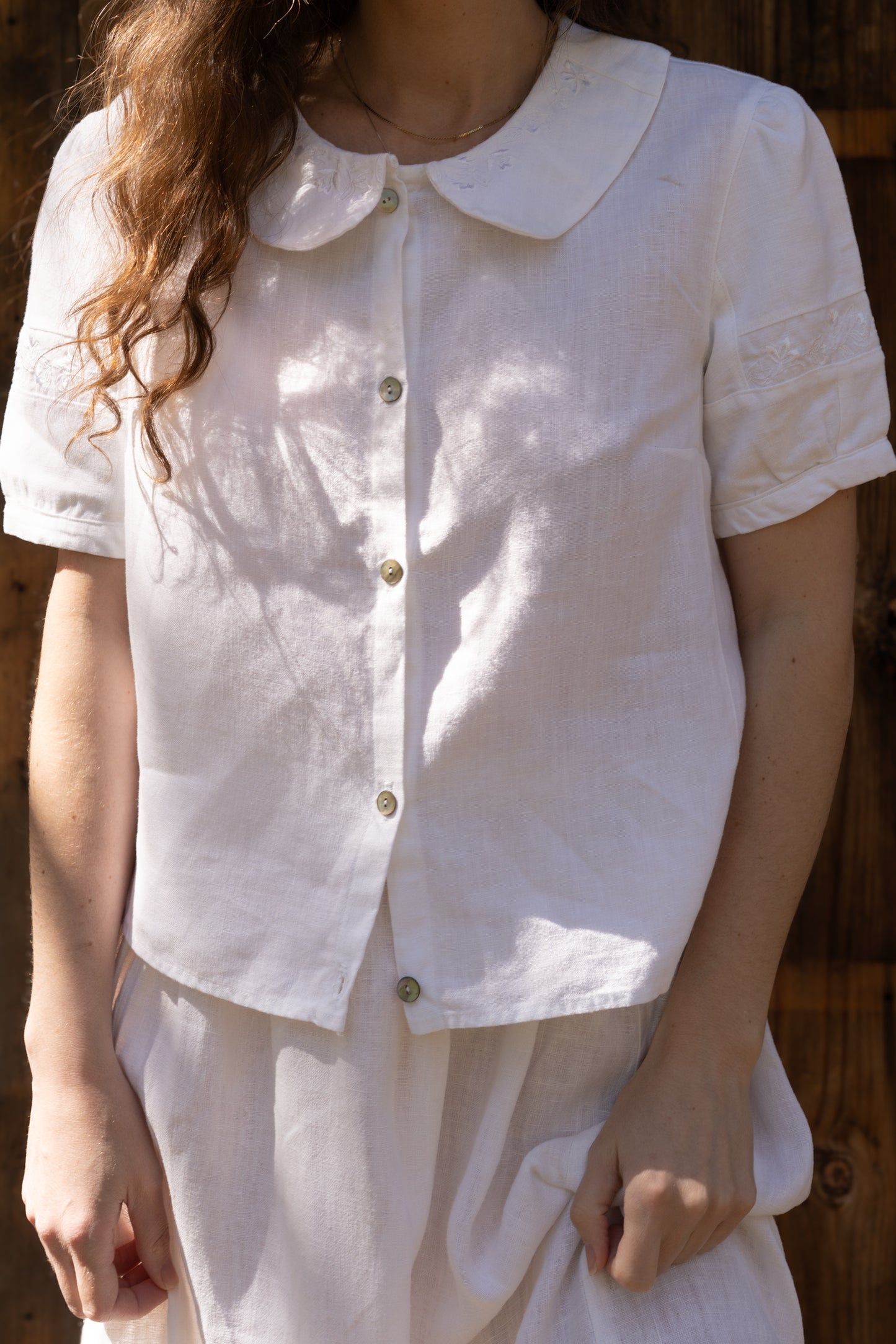 Petal Collar Linen Top