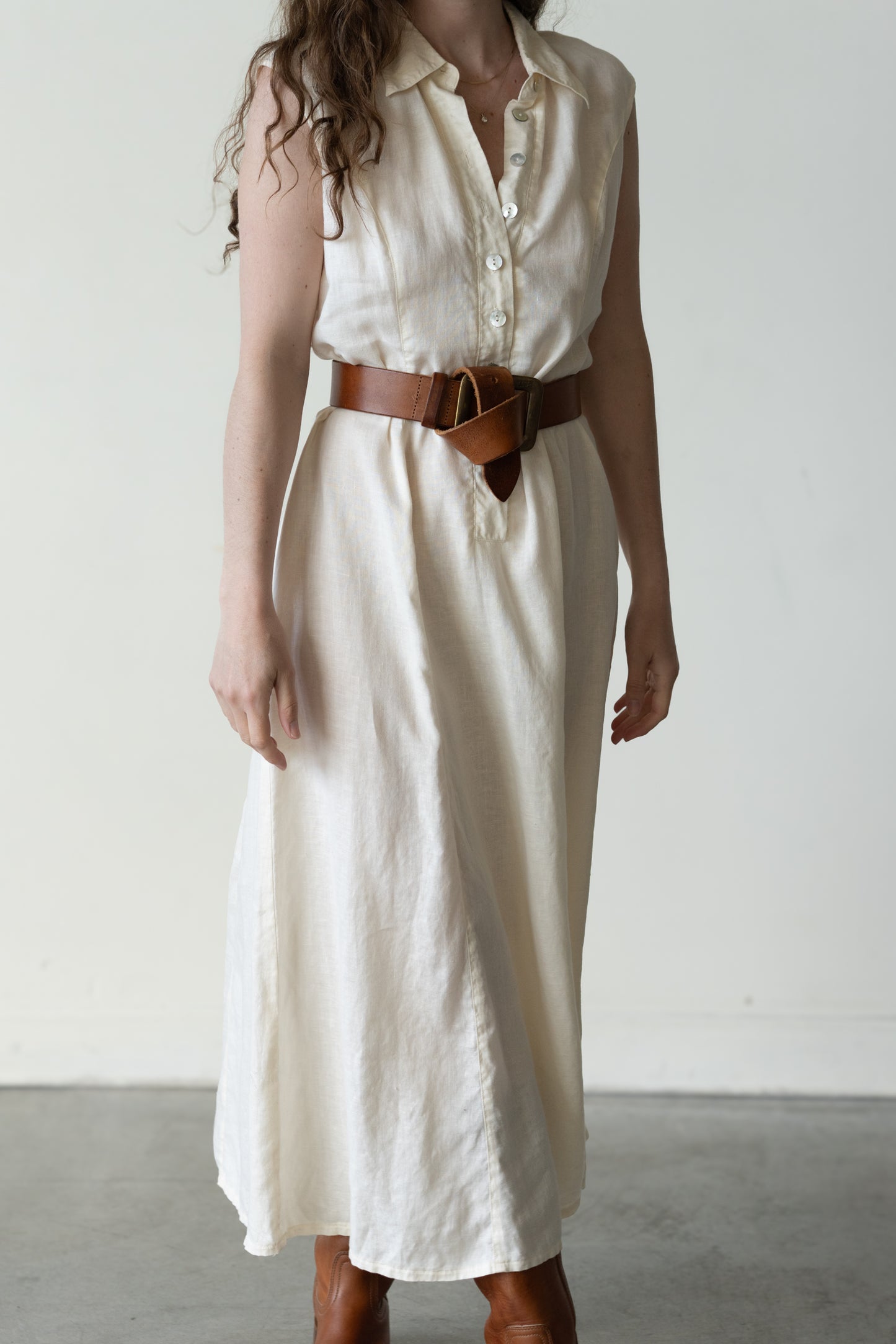 Linen Shell Button Dress
