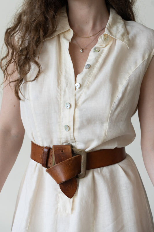 Linen Shell Button Dress