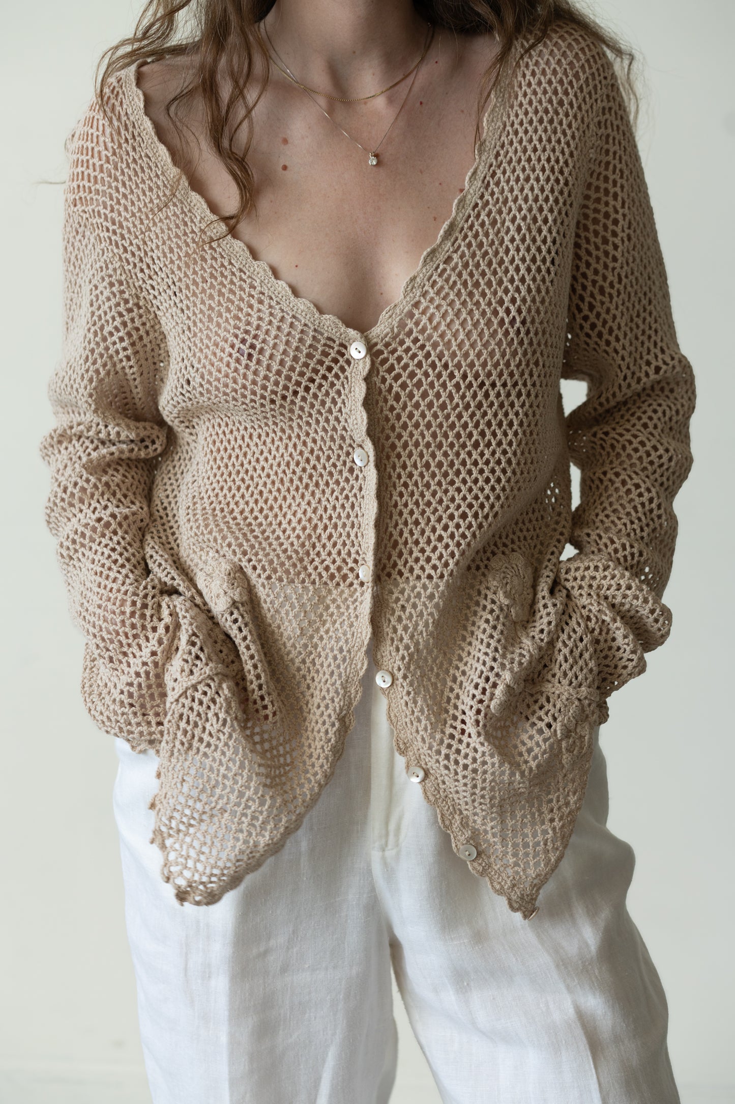 Ramie Cotton Crochet Cardigan