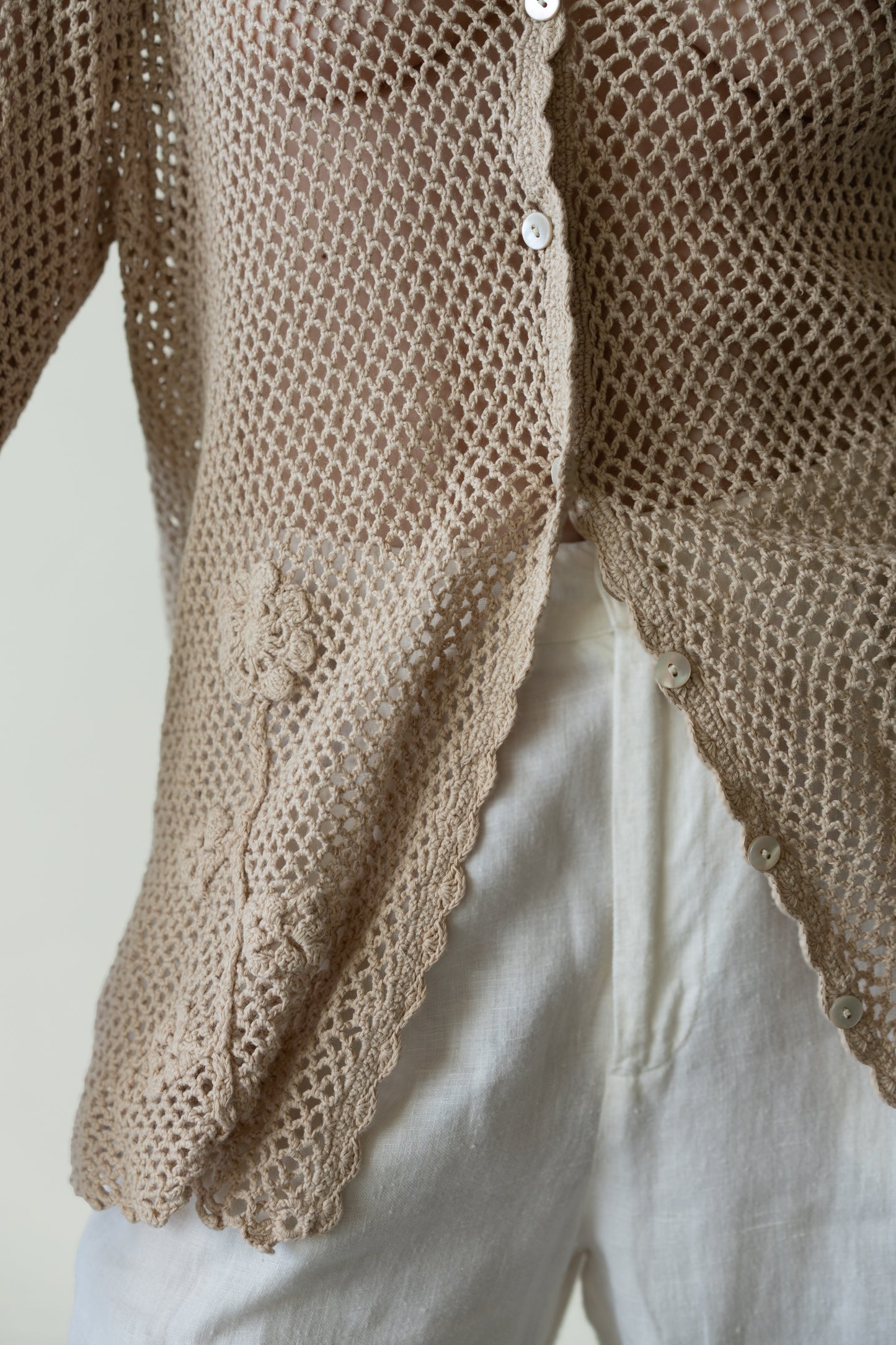 Ramie Cotton Crochet Cardigan