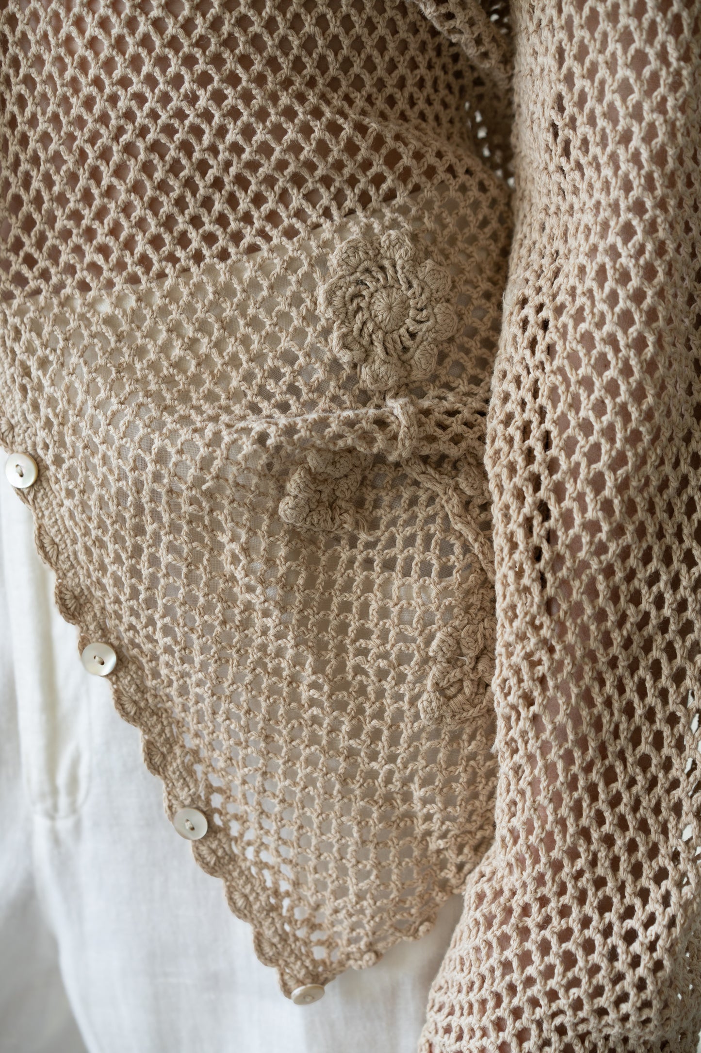 Ramie Cotton Crochet Cardigan