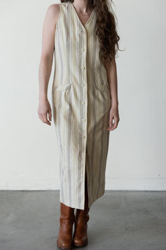 Striped Cotton Linen Dress