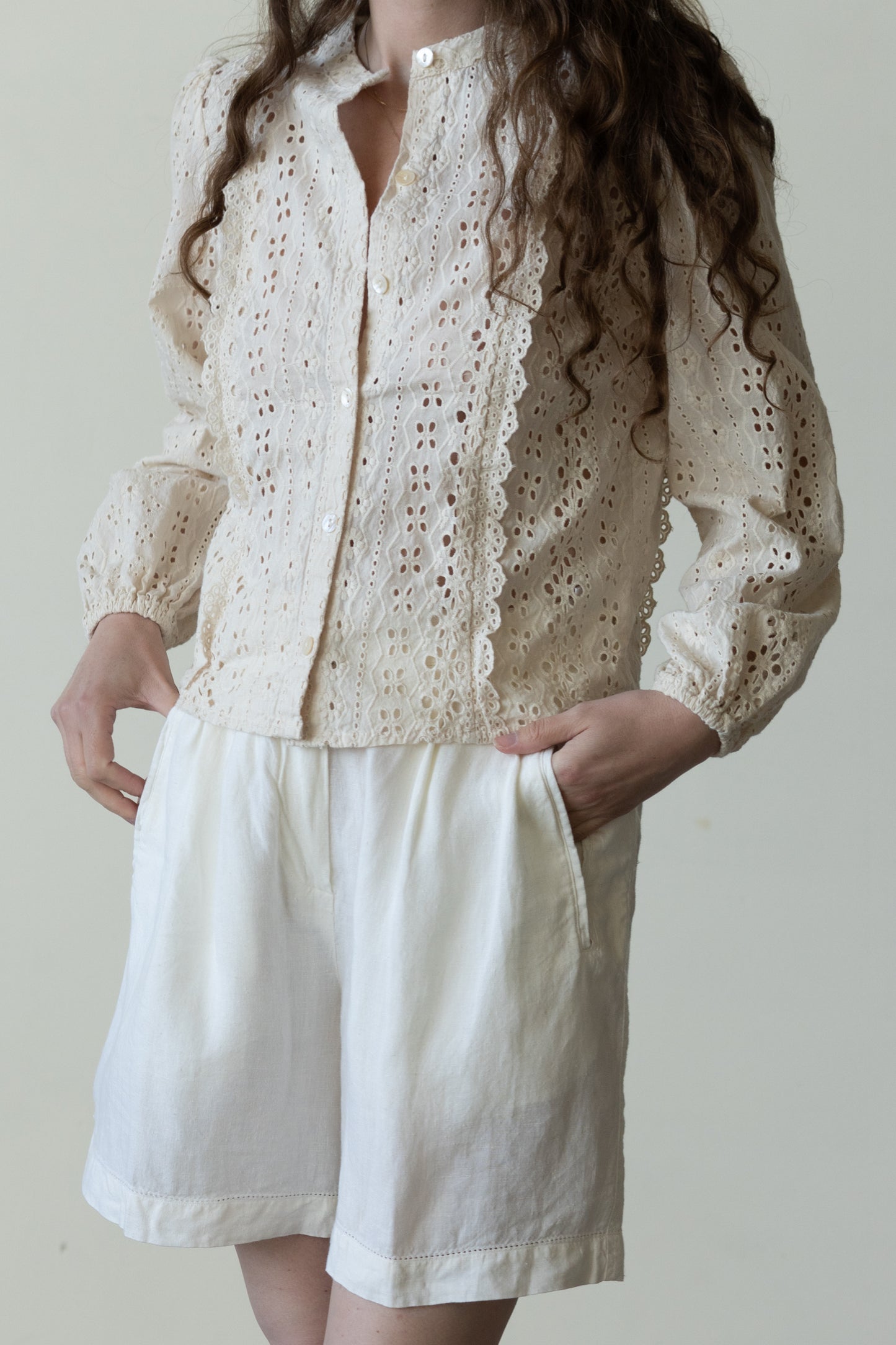Eyelet Button Blouse