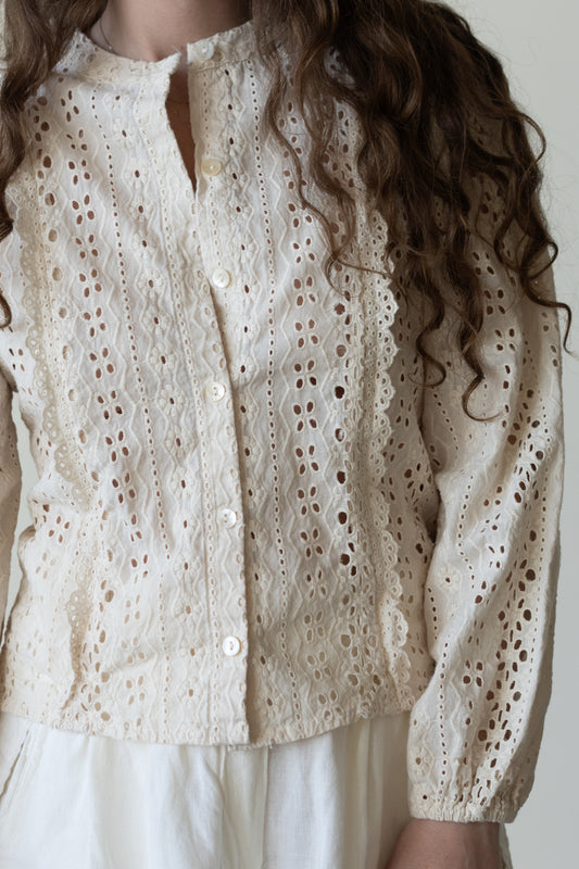 Eyelet Button Blouse