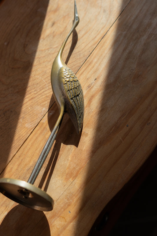 Tall Brass Heron Sculpture