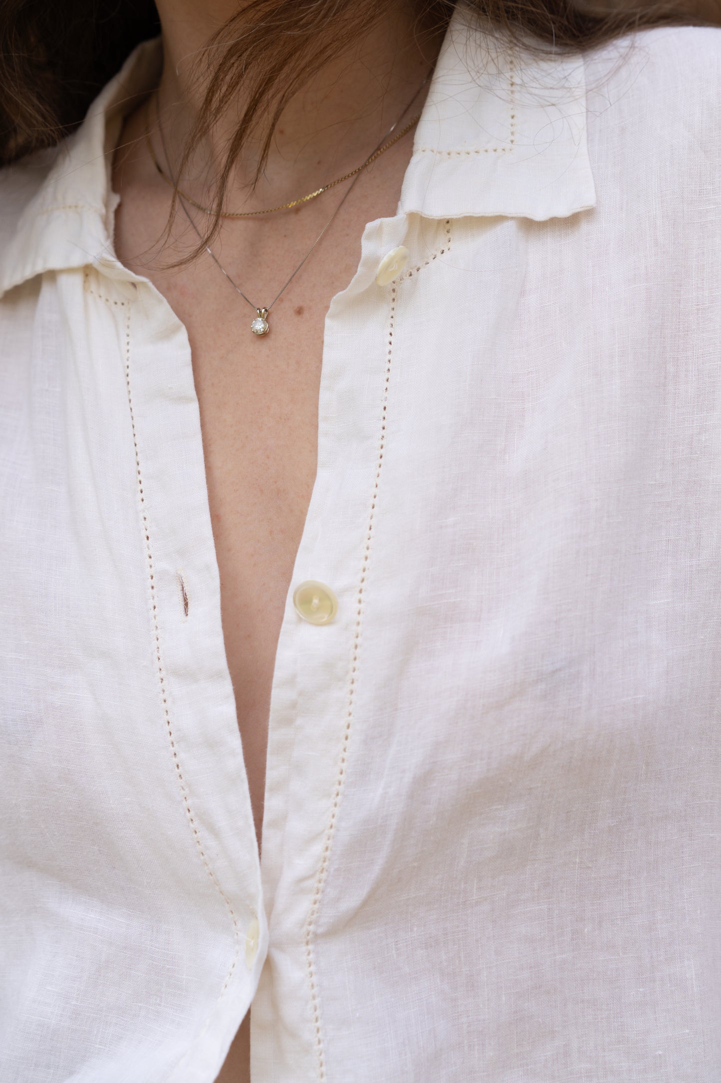 Hemstitch Linen Button Down
